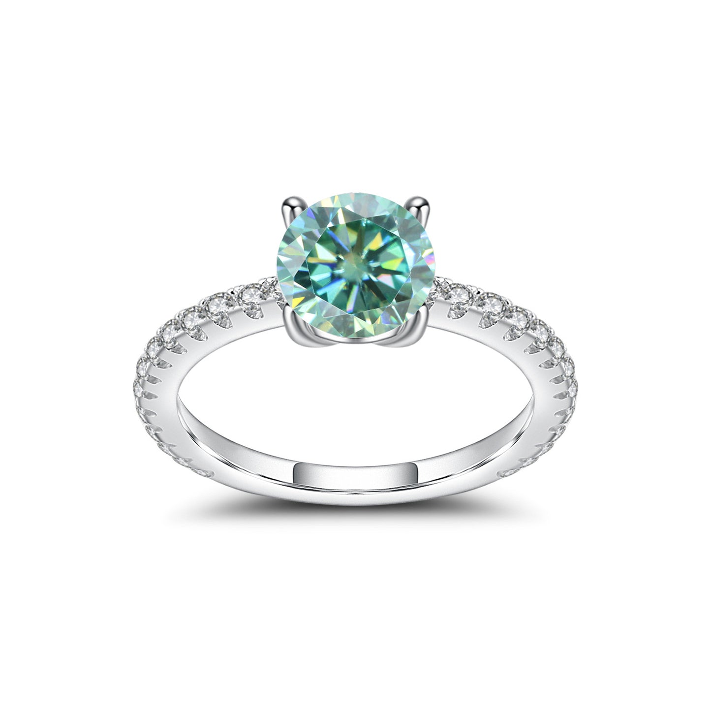Green Moissanite2Carat Pure Silver Ring Set GRA Certificate Fashionable Luxury s925sterling silver gemstone ring