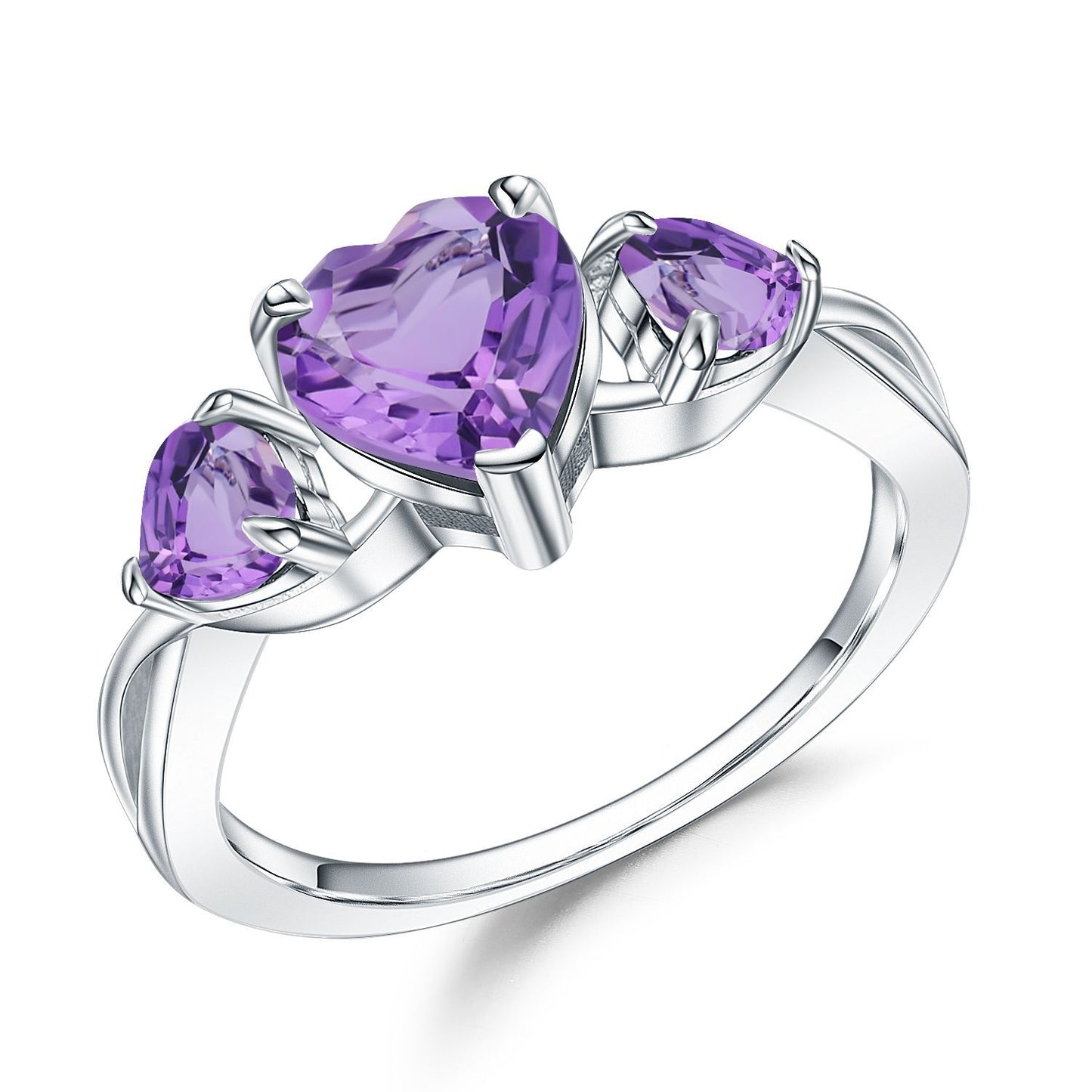 Natural Amethyst Ring for Women Luxurious and Sophisticated Heart Gemstone s925Silver Inlaid Natural Gemstone Ring