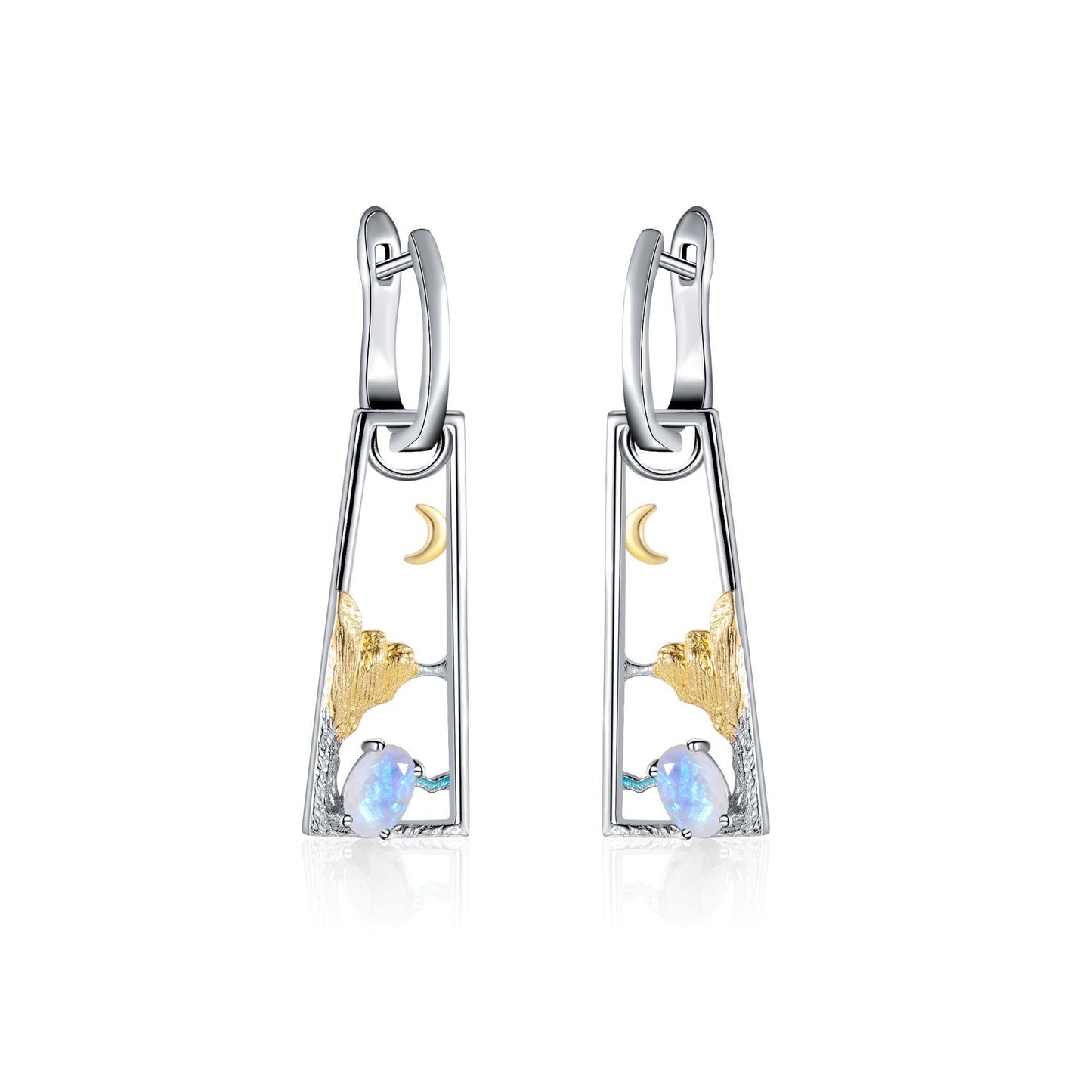 Good-looking ins Wind Earrings925Sterling Silver Earrings Natural Topaz Amethyst Peridot Original Design Earrings