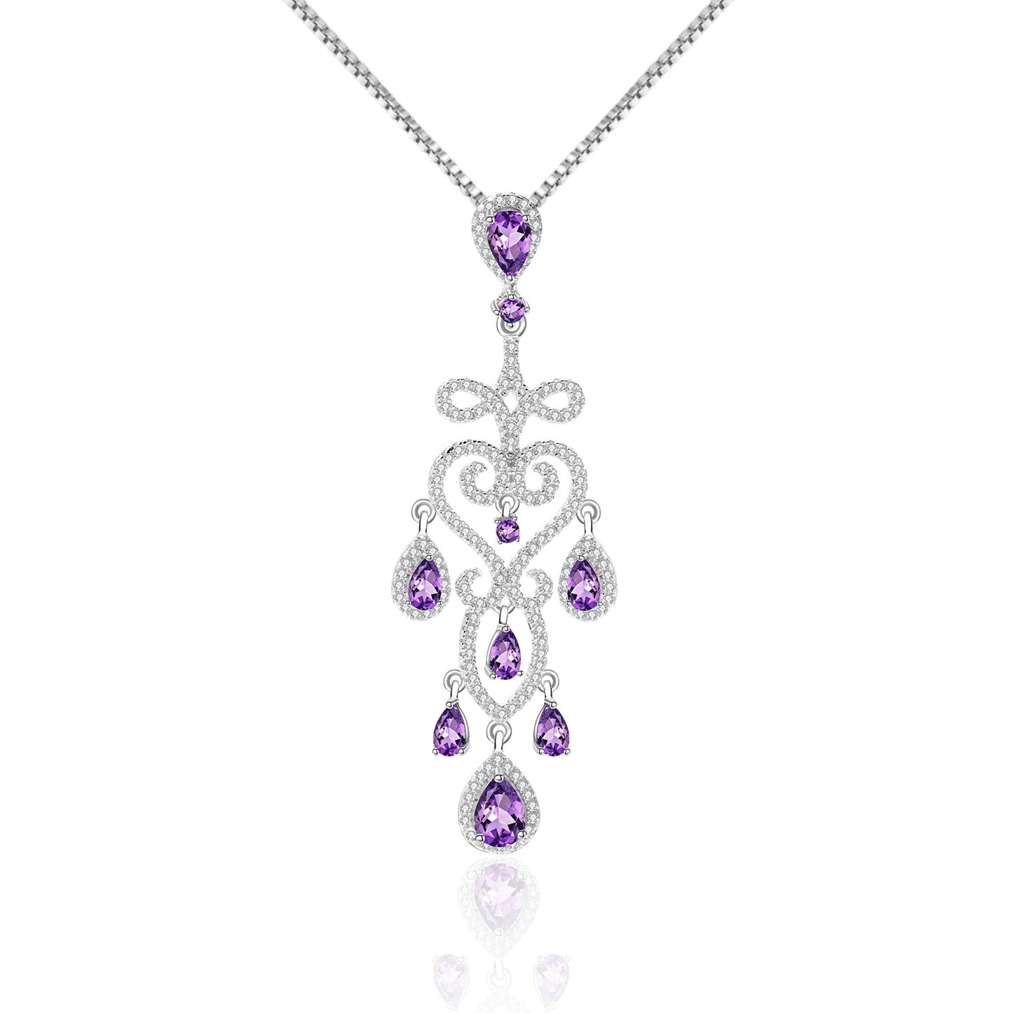 Designer Luxury Gemstone Pendant French Romantic High-end Feel s925Silver Natural Amethyst Necklace Pendant