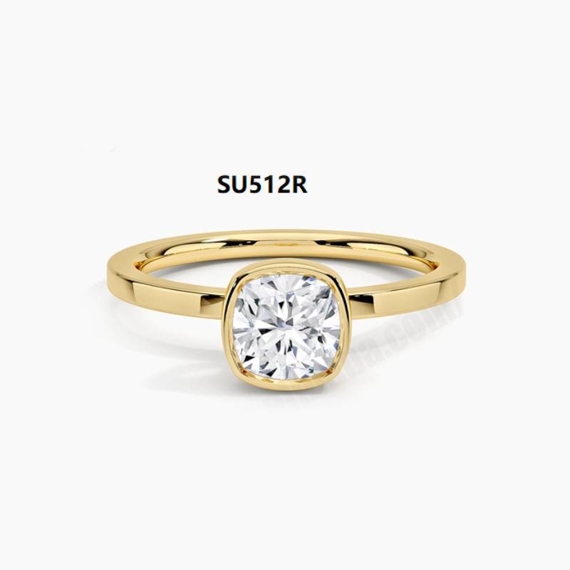 Minimalist Plain Band Ring9/10/14/18K Gold Inlaid with Moissanite1Carat Wedding Ring AU750Ring