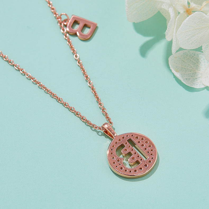 26English Letters B Necklace s925Silver Moissanite Gift for Girls Autumn Winter New Coin Pendant