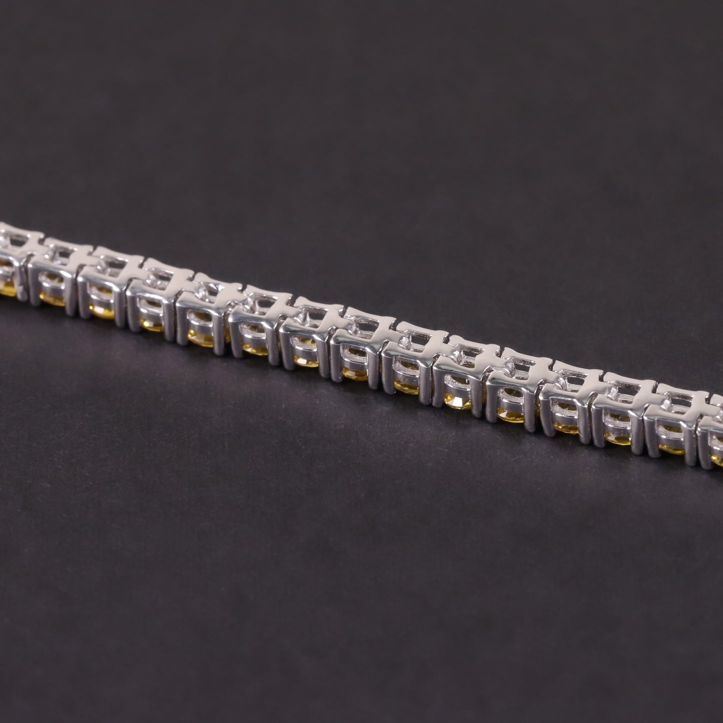 ins Wind Yellow Gemstone Bracelet3/4/5mm Tennis Chain Gift s925Sterling Silver Inlaid Cultivated Sapphire Bracelet for Women
