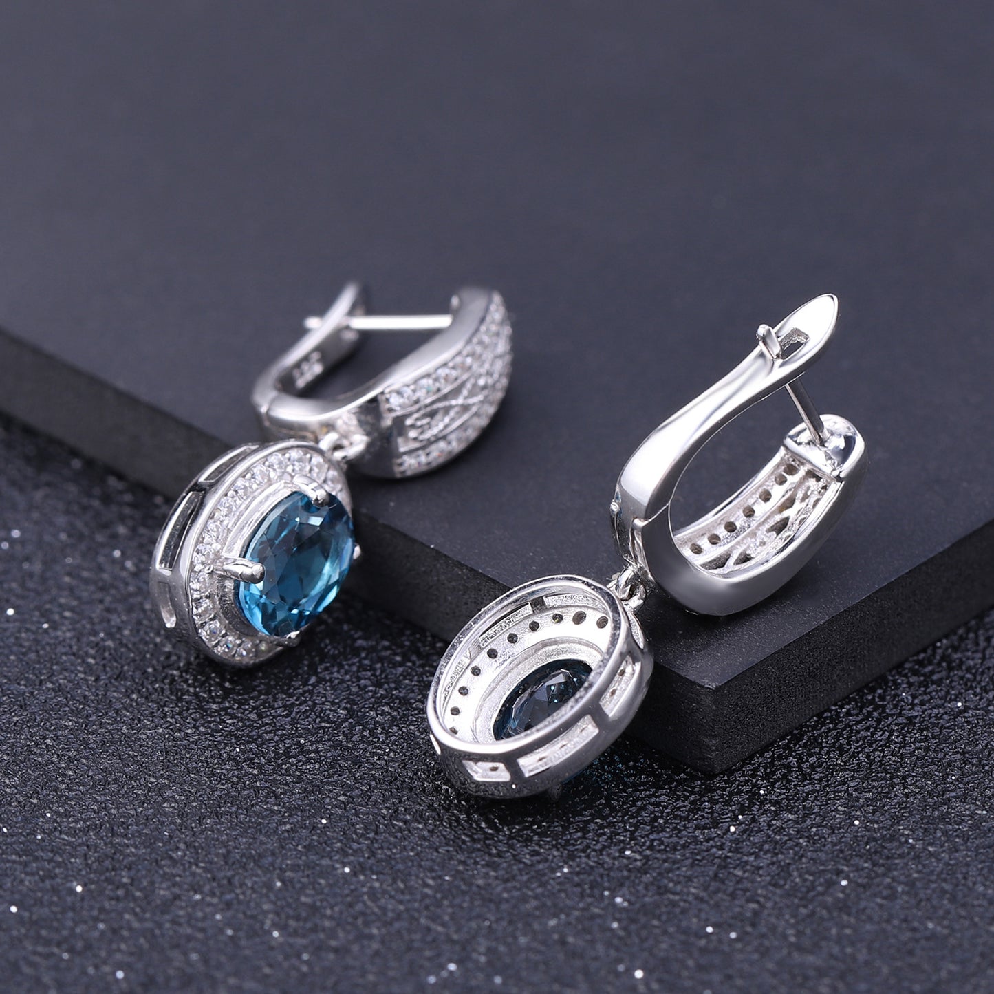 In Stock Fashion Topaz Eardrops Popular s925Silver Inlaid Colorful Gemstone Crystal Earrings Jewelry