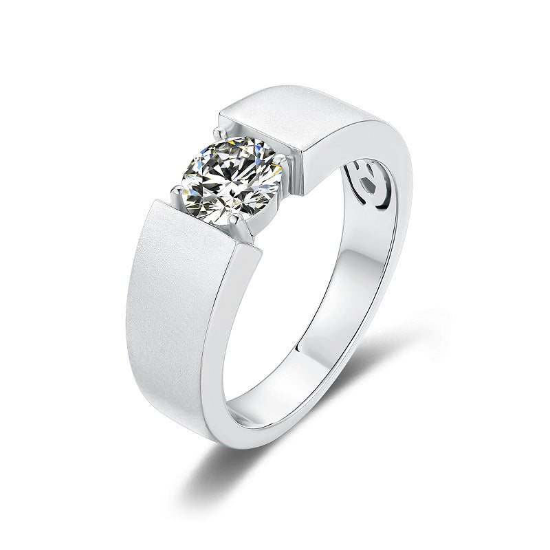 Affordable luxury fashion GRA Certificate Moissanite Men's Ring Personality s925Silver Inlay1Carat Moissanite Ring