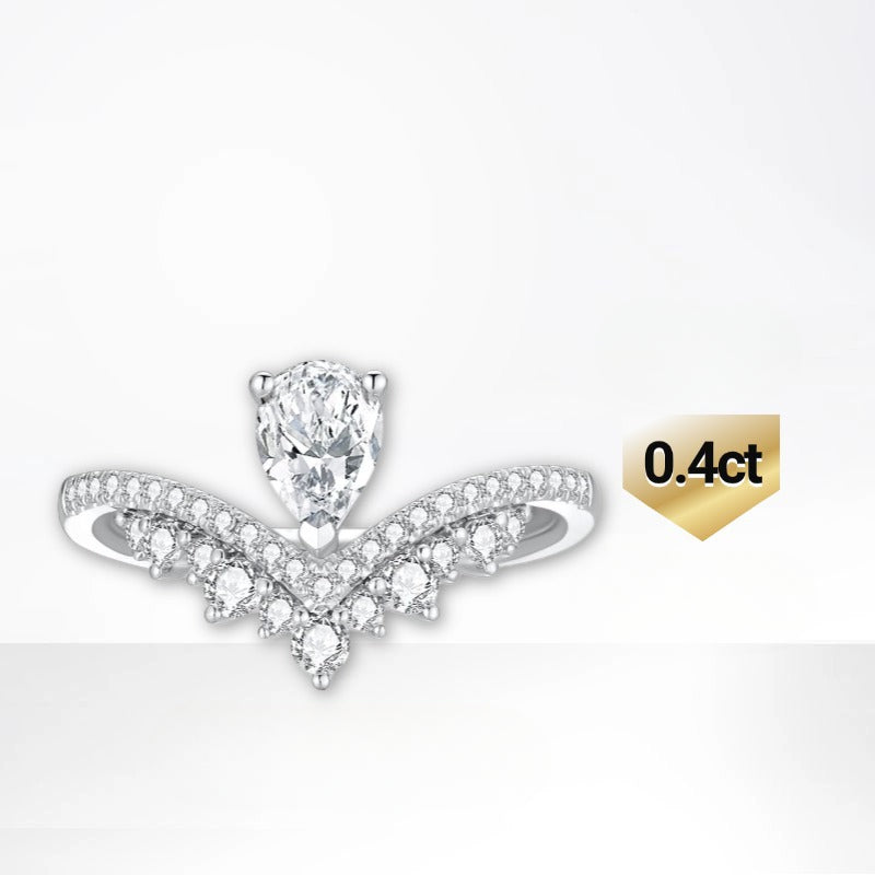 Crown Tassel18k Gold Inlaid Cultivated Diamond Engagement Ring0.48Carat Genuine Diamond White Gold Ring k Gold Ring Foreign Trade