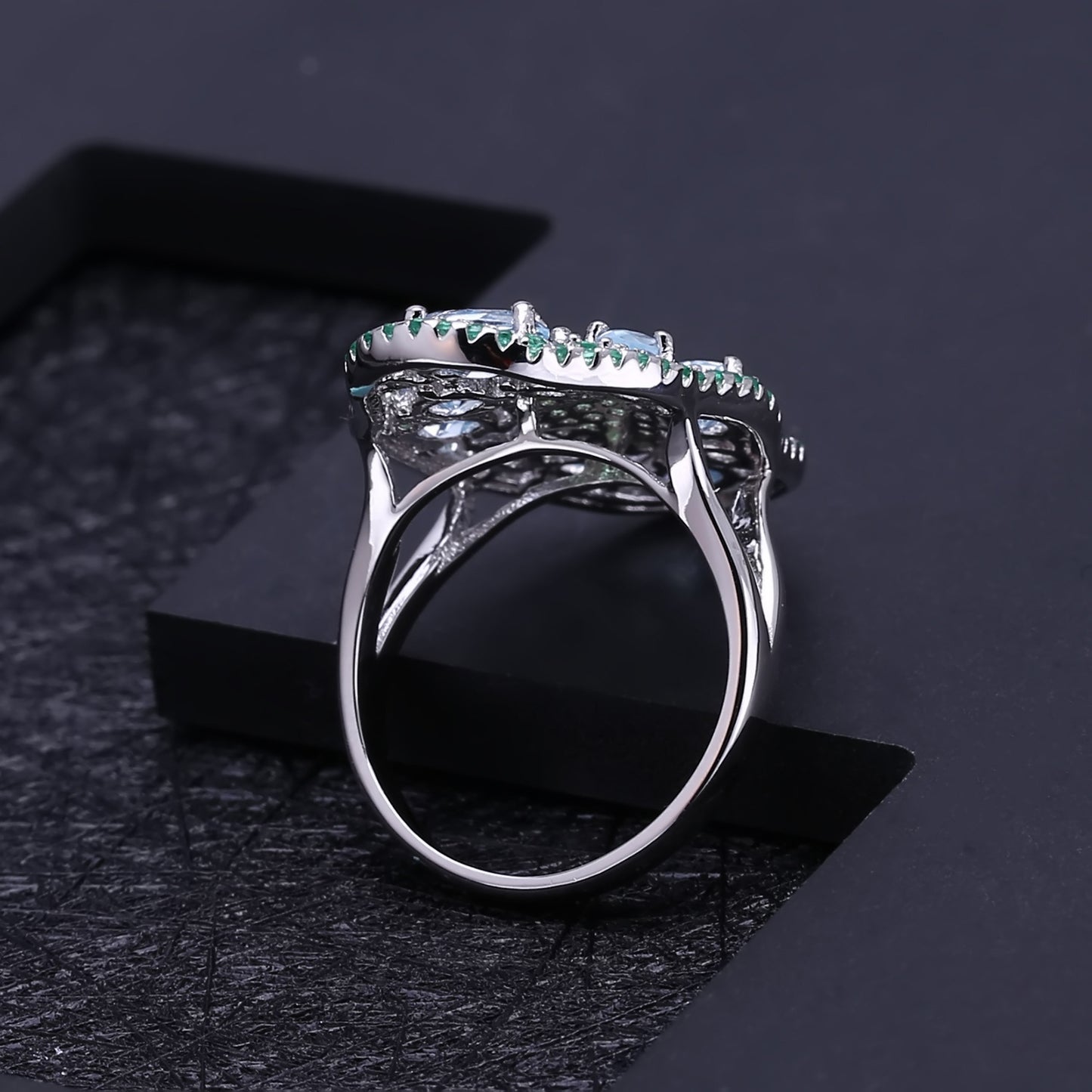 Italian Craft Jewelry Designer Ring Vintage Luxury s925Silver Natural Gemstone Topaz Ring