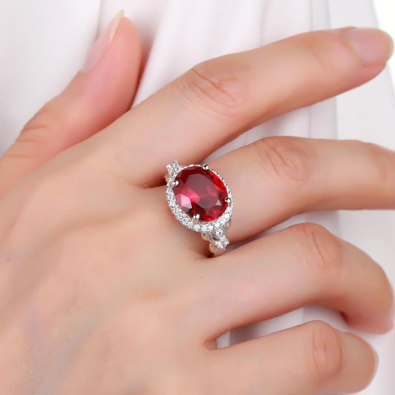 Luxurious Design Gemstone Ring for Women Vintage Fashion s925Sterling Silver Inlaid Colorful Crystal Ring