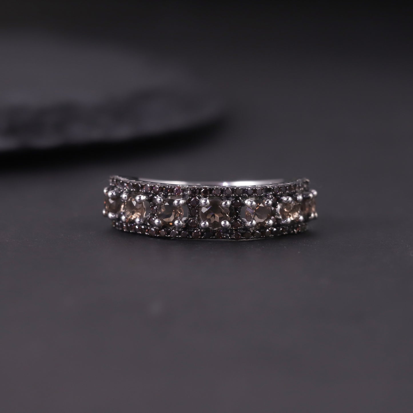 Trendy Natural Topaz Ring s925Sterling Silver Inlaid Crystal Ring Jewelry