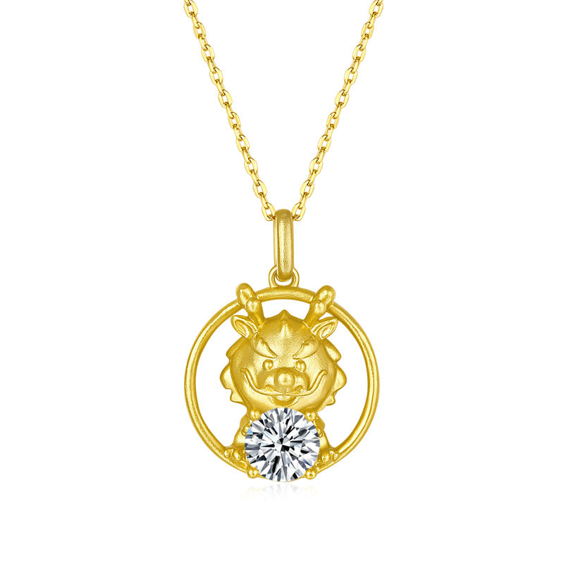 2022Year of the Tiger Pendant s925Silver Inlay1Carat Moissanite Necklace Q Cartoon Zodiac Necklace Pendant