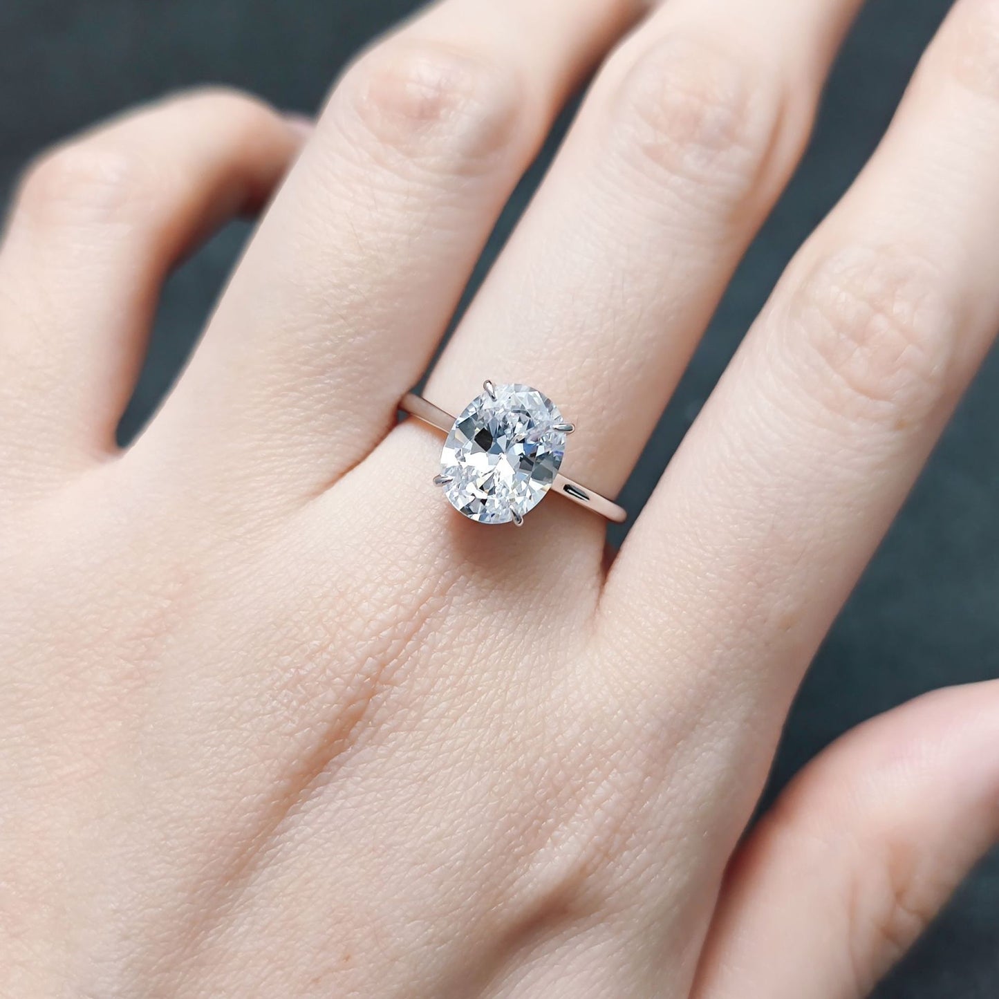 Plain Oval Shape3Carat Wedding Ring Large Main Stone Ring s925Sterling Silver Moissanite Ring