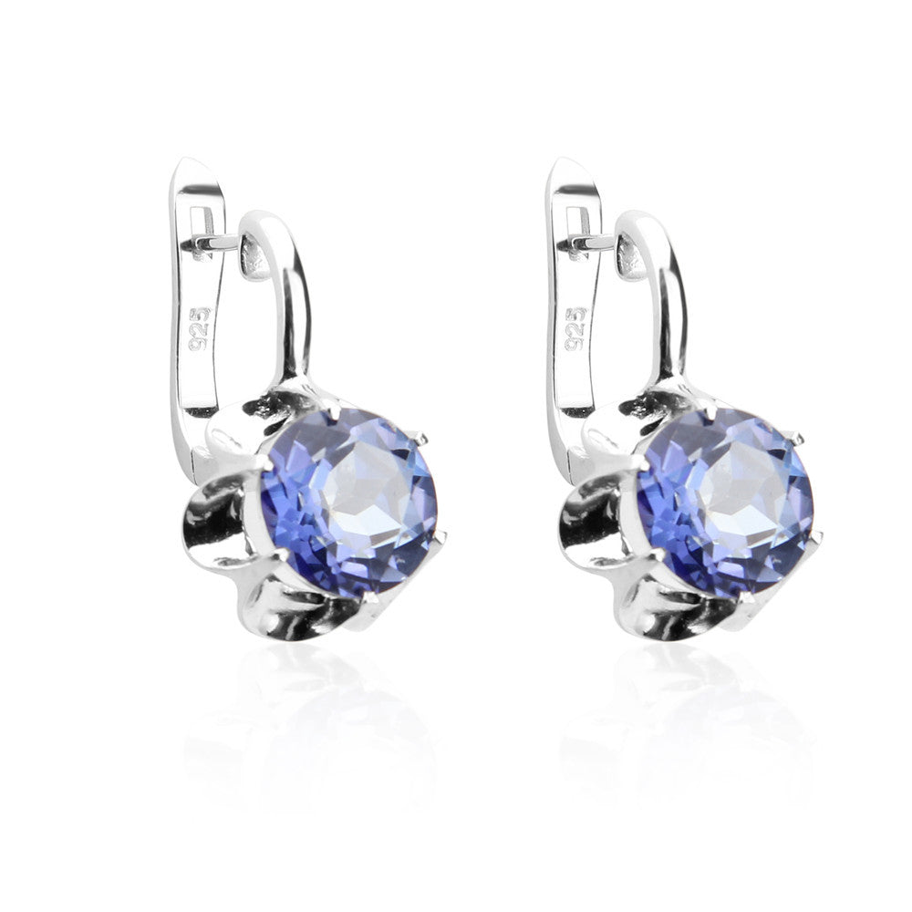 Fashionable Simple Natural Yellow Amethyst Earrings Vintage s925Silver Inlaid Topaz Gemstone Earrings