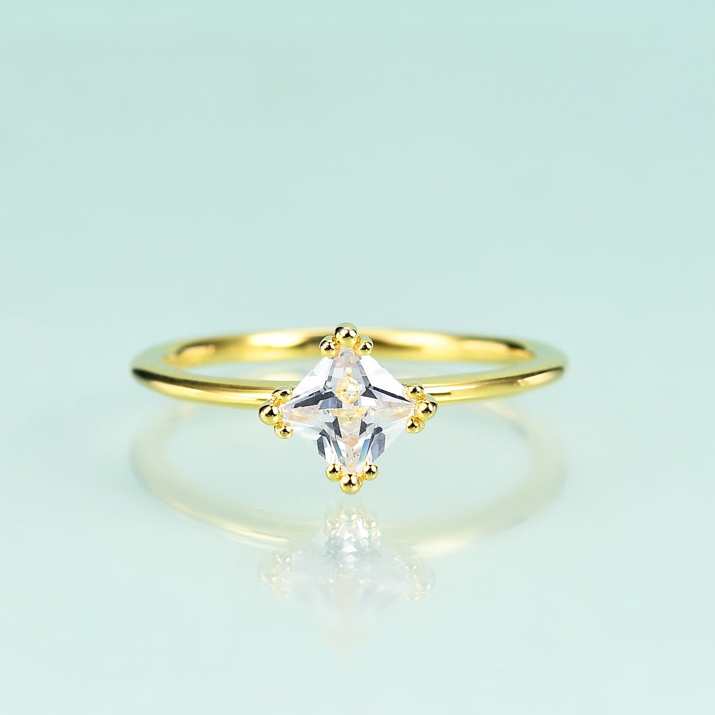 S925Sterling Silver Inlaid5A Zircon Ring Luxurious Fashion Simple Fresh Style Gemstone Plated14k Gold ring