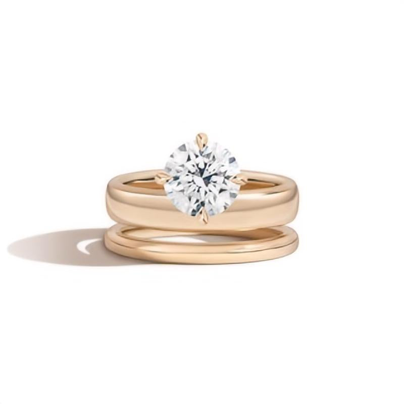 Super shiny plating18k Simple Irregular Shape Gold Ring2Carat s925Sterling Silver Moissanite Ring Set of Two