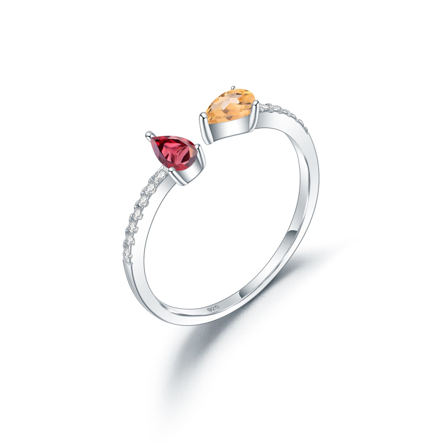 Design Sense Light Luxury Simple Natural Translucent Stone Ring Adjustable Prosperous Series925Silver Inlaid Gemstone Ring