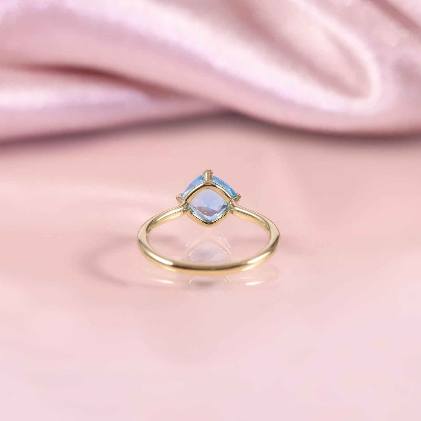 Classic1.75Carat Ring s925Sterling Silver Inlaid Natural Topaz Wedding Ring Square Ring Gold