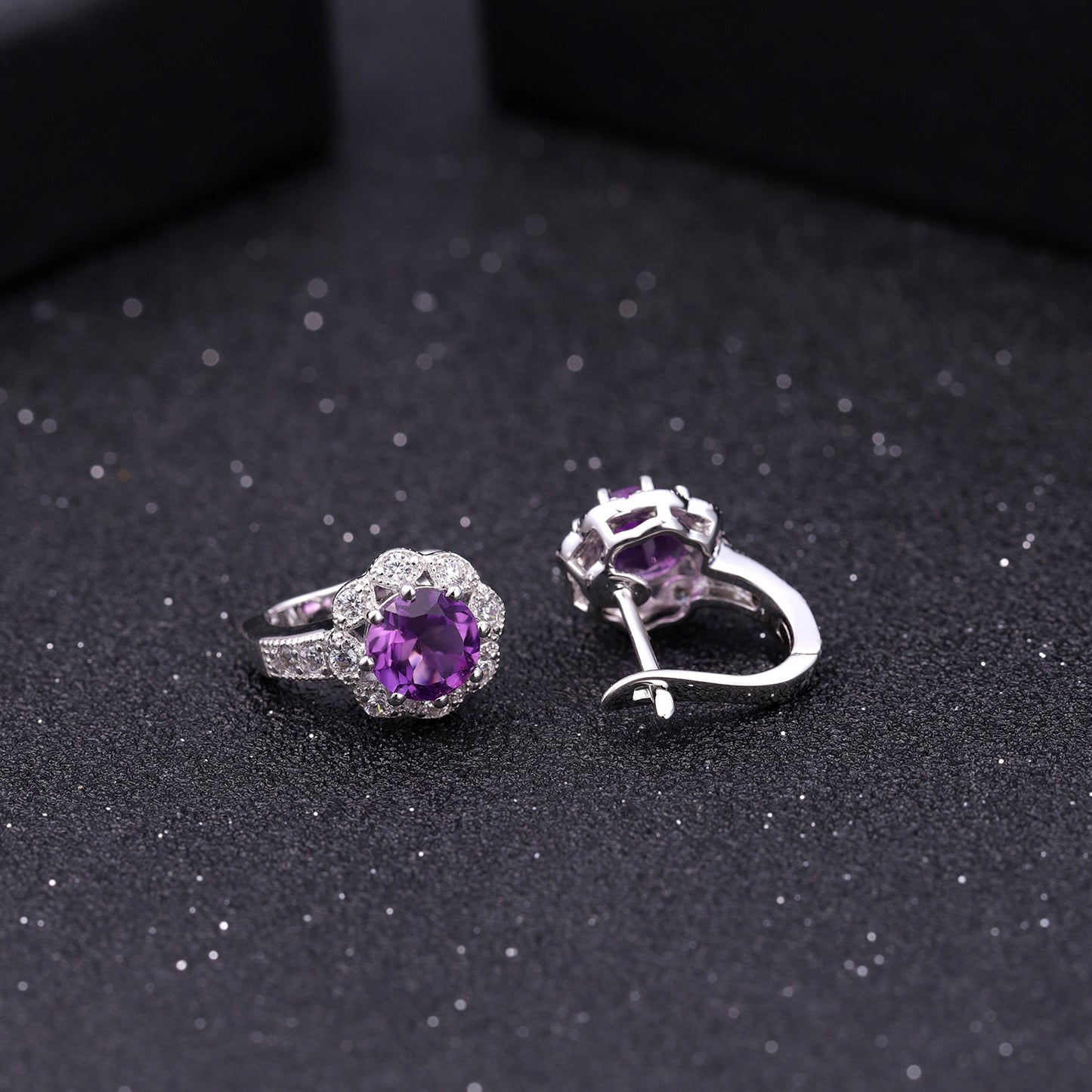 Natural Amethyst Earrings Jewelry Fashionable, Luxurious, and Simple s925Silver Inlaid Natural Gemstone Earrings Earrings