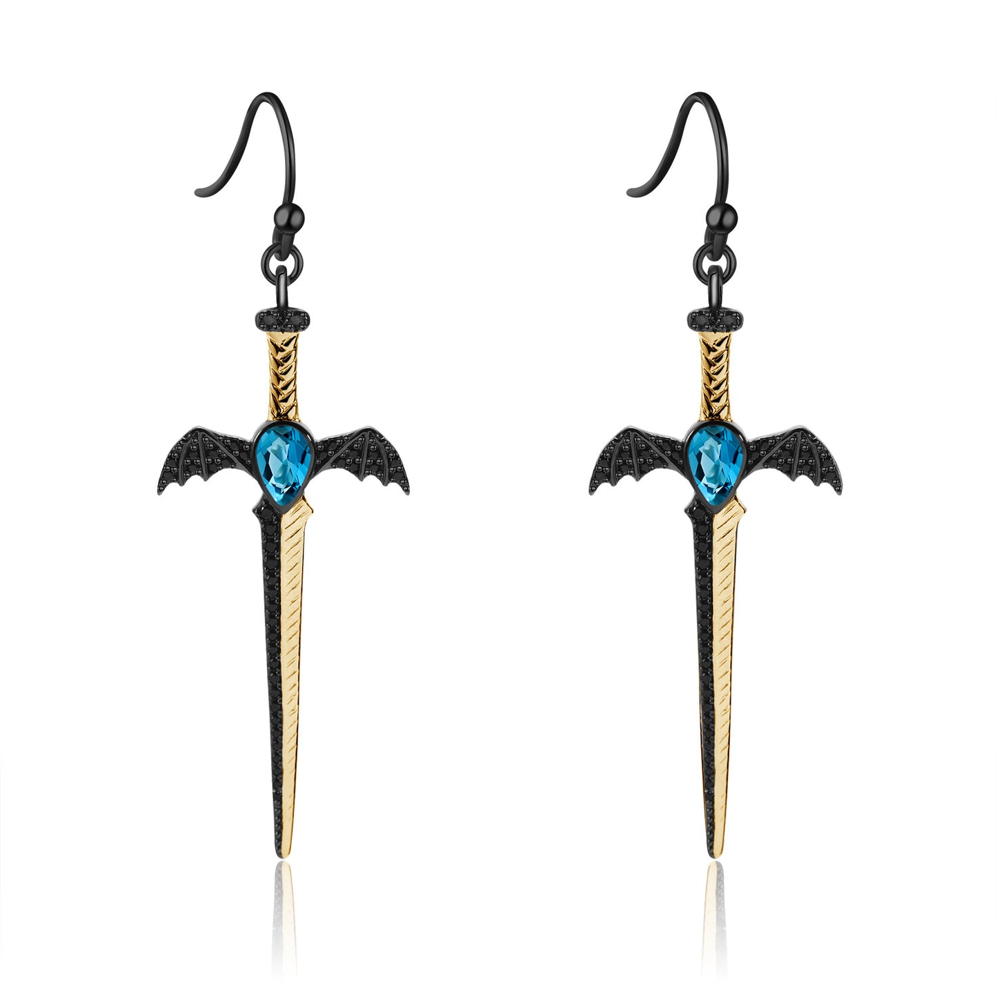 Dark Series Designer High-End Earrings Gothic Style Dagger Design925Silver Natural Gemstone Earrings