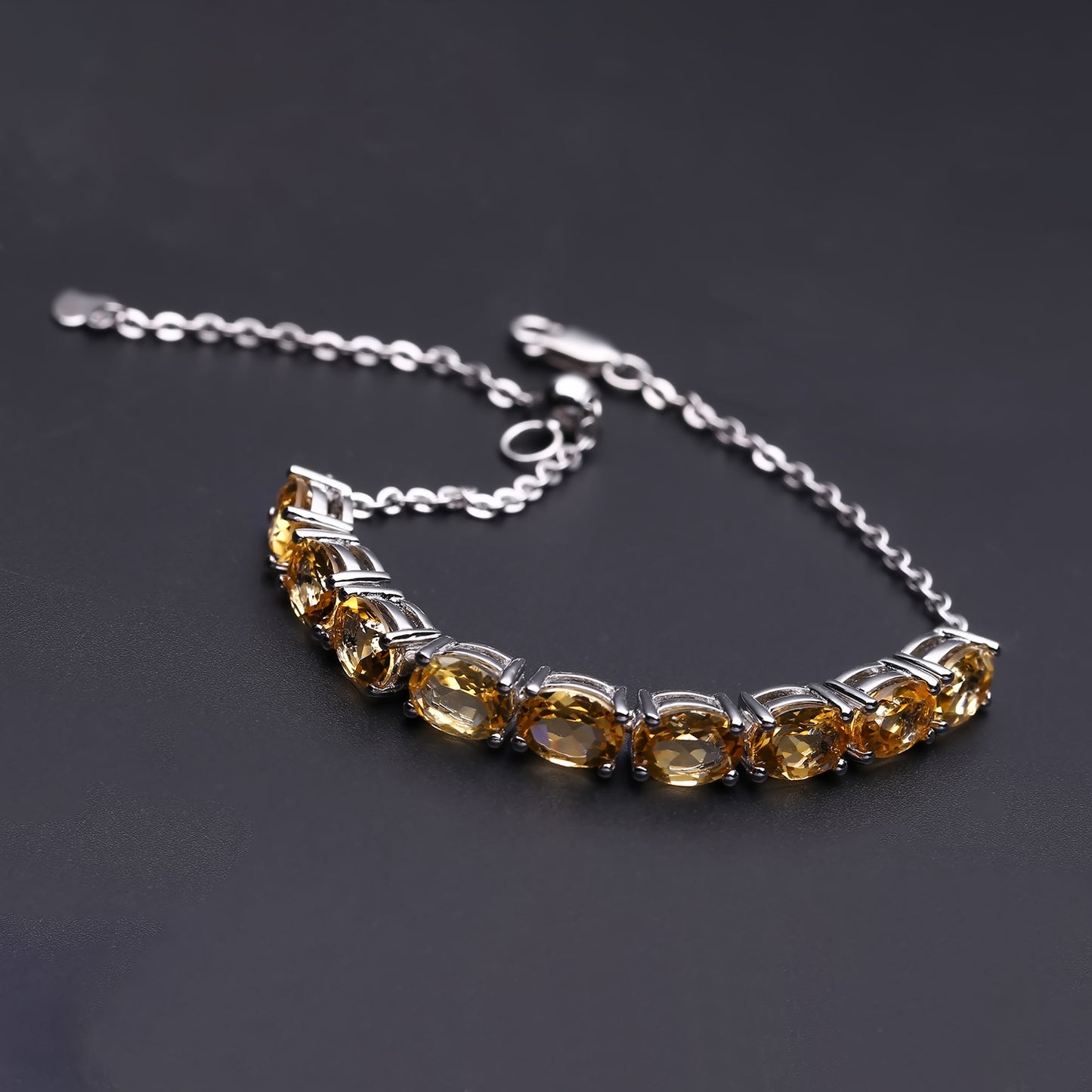 Luxurious Fashion Natural Yellow Crystal Bracelet for Women Temperament Matching s925Silver Inlaid Gemstone Natural Colorful Gem Bracelet