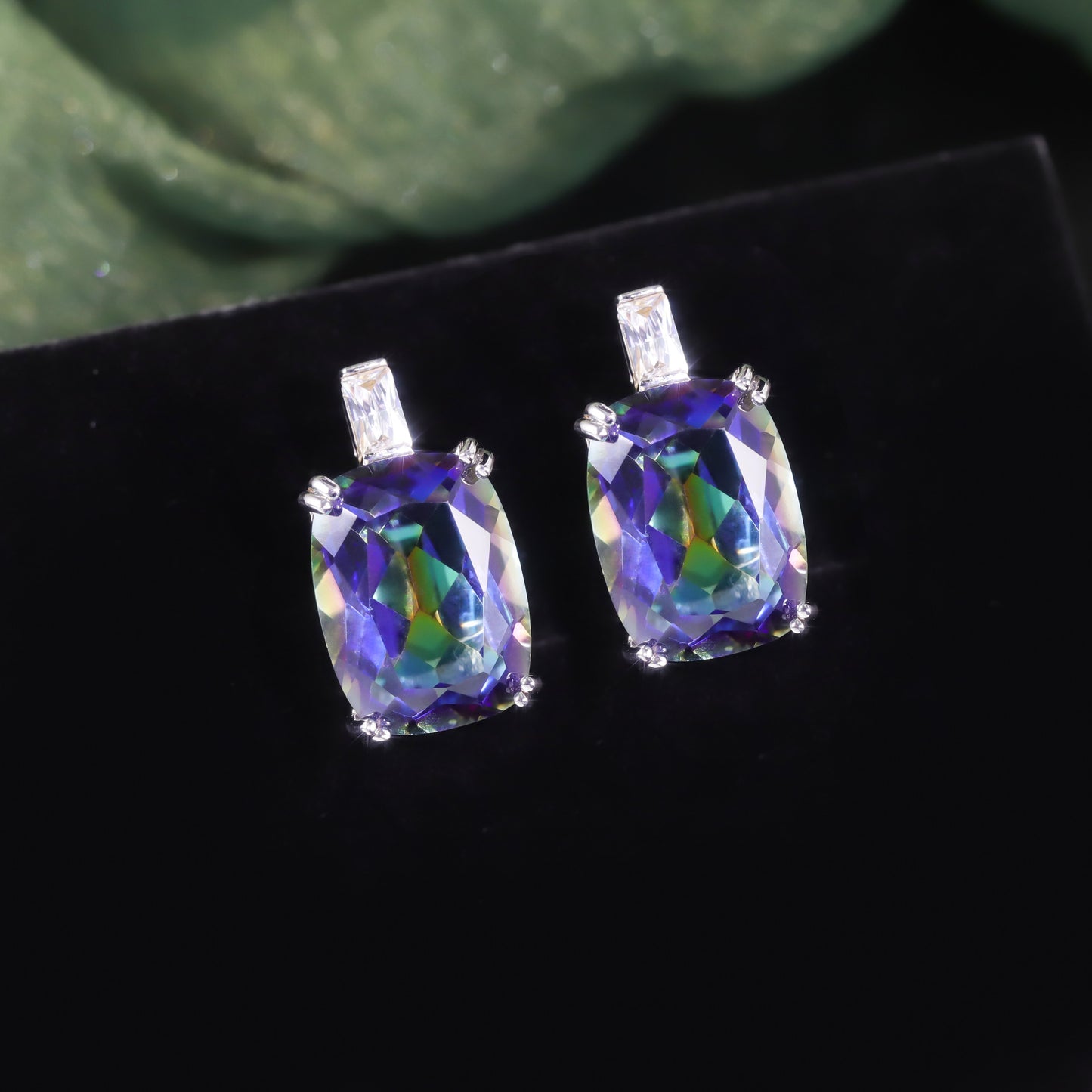 Statement Crystal Earrings for Women with British Clasp s925Sterling Silver Inlaid Colorful Crystal Large Carat Earrings Trendy