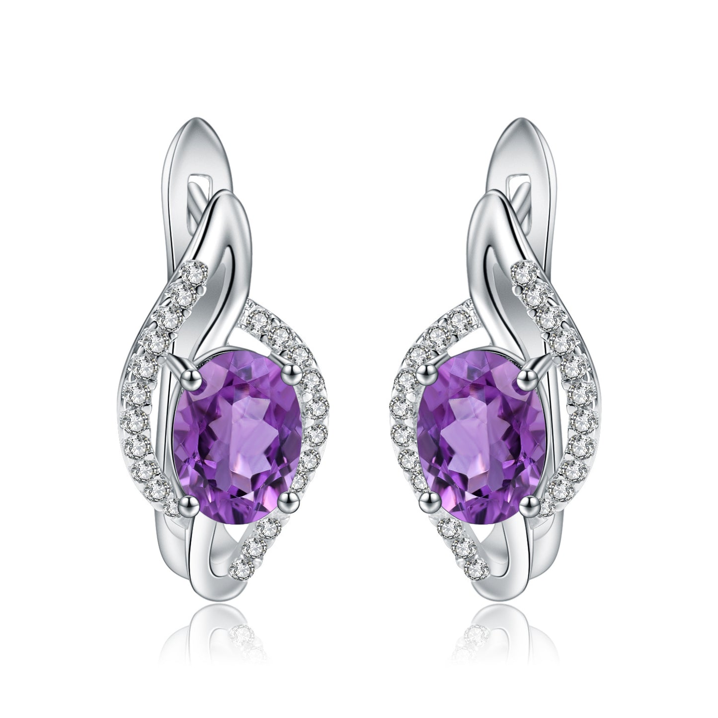 New Style Elegant Natural Purple Crystal Topaz Sapphire Earrings Exquisite Retro s925Silver Gemstone Earrings