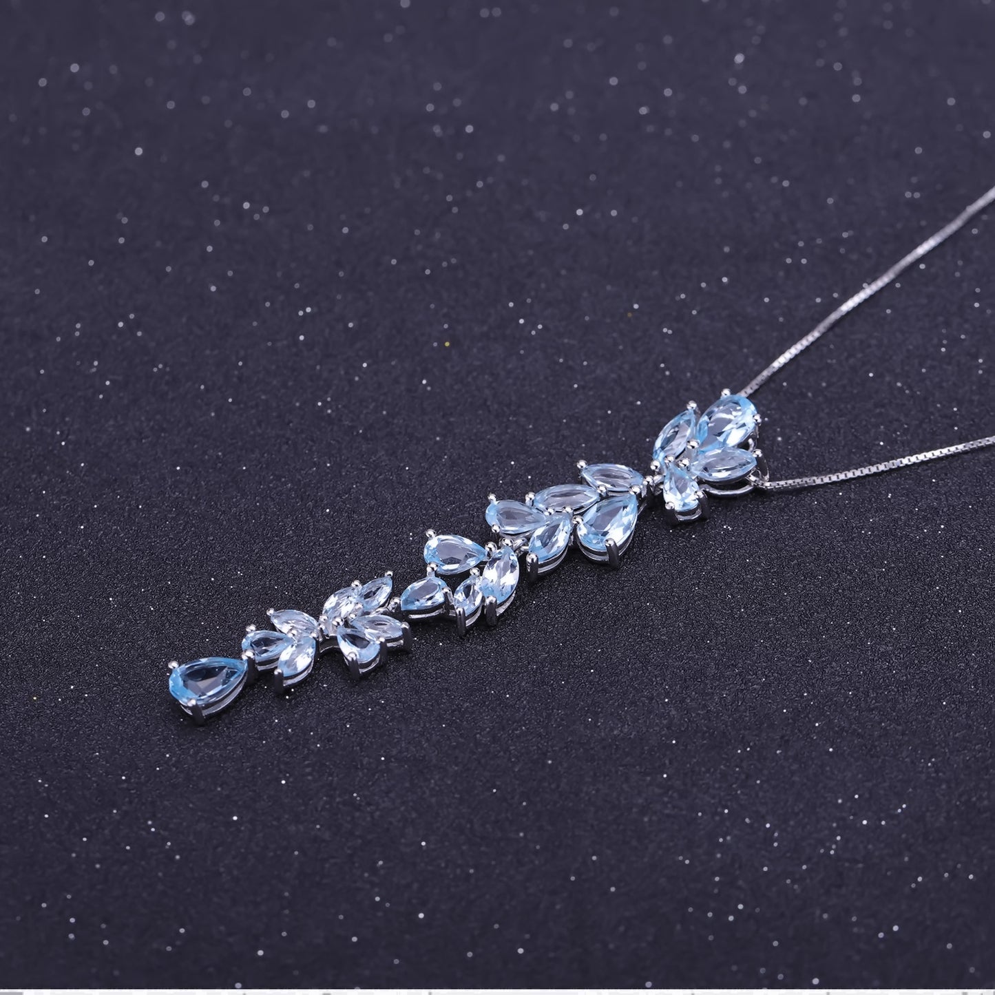Natural Topaz Stone Sterling Silver Necklace Unique Gemstone String Design925Silver Natural Gemstone Necklace Pendant