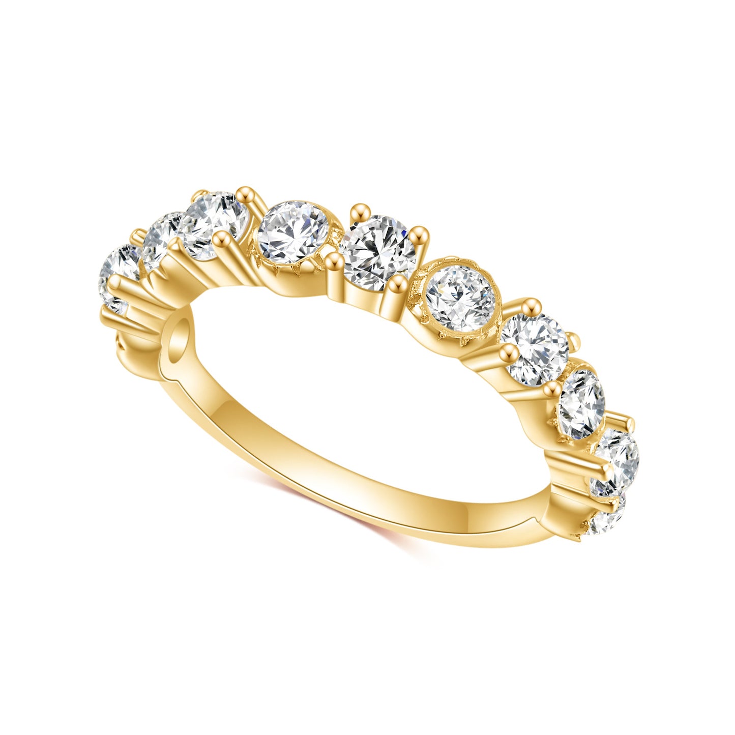 S925Sterling Silver Inlaid5A Zircon Ring Set Luxurious Fashionable Personality Elegant Simple Style Gemstone Plated14k Gold ring