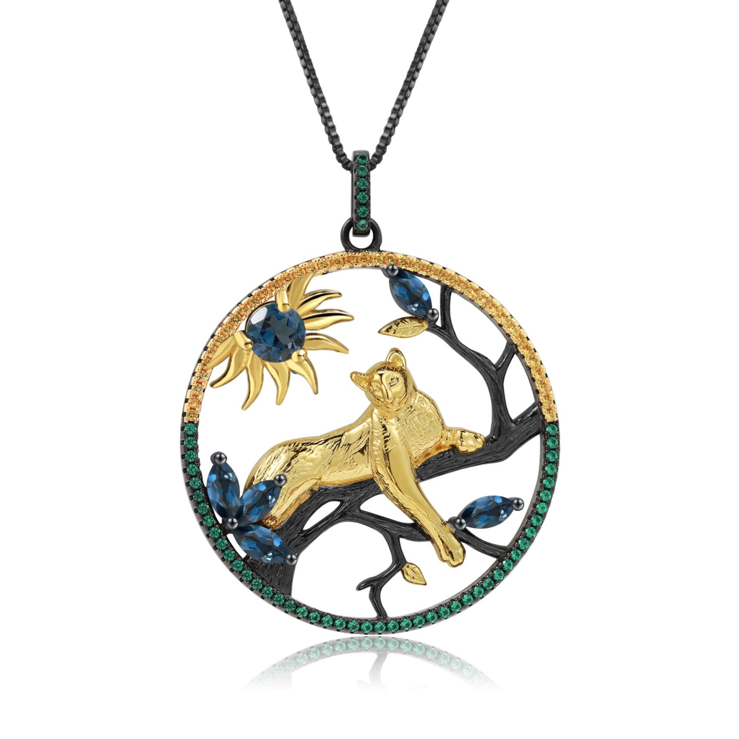 Designer High-End Gemstone Pendant Animal Tiger Element Design925Silver Natural Garnet Necklace Pendant