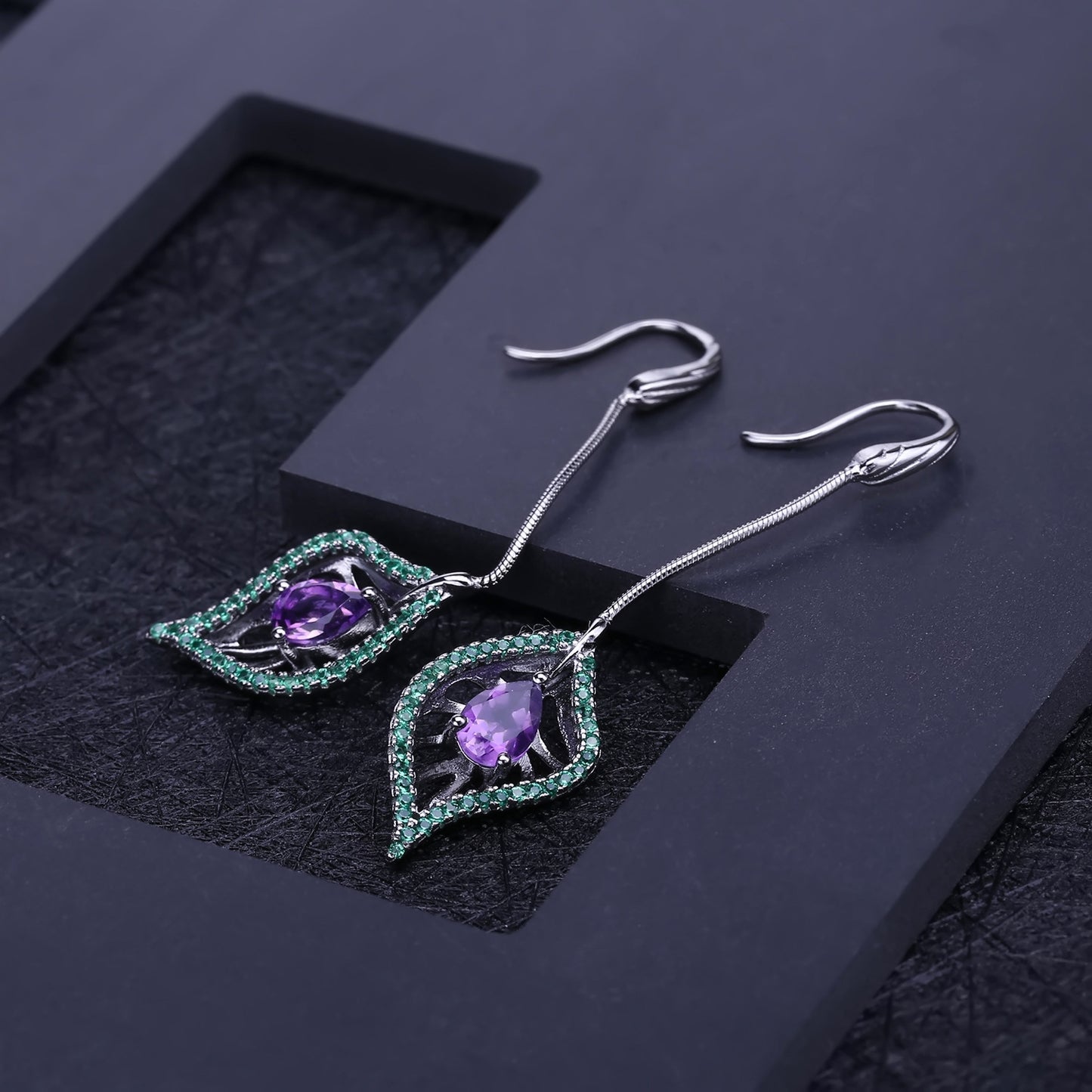 Italian Craft Designer Earrings Long Jewelry Accessories s925Silver Natural Amethyst Earrings Drop Earrings
