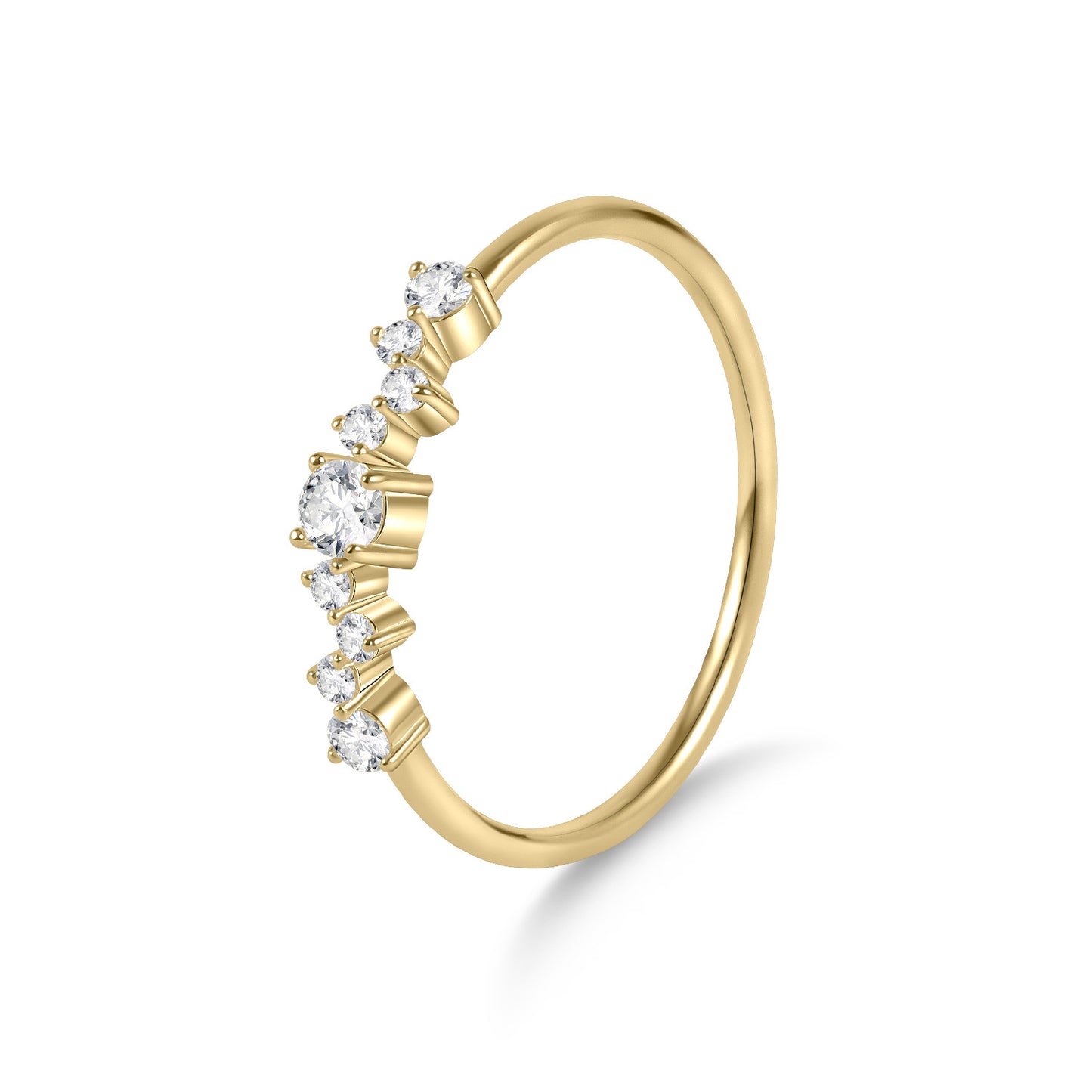 Advanced Sense s925Sterling Silver Inlaid Moissanite Ring Golden Dawn Series Small Ring Design Bracelet