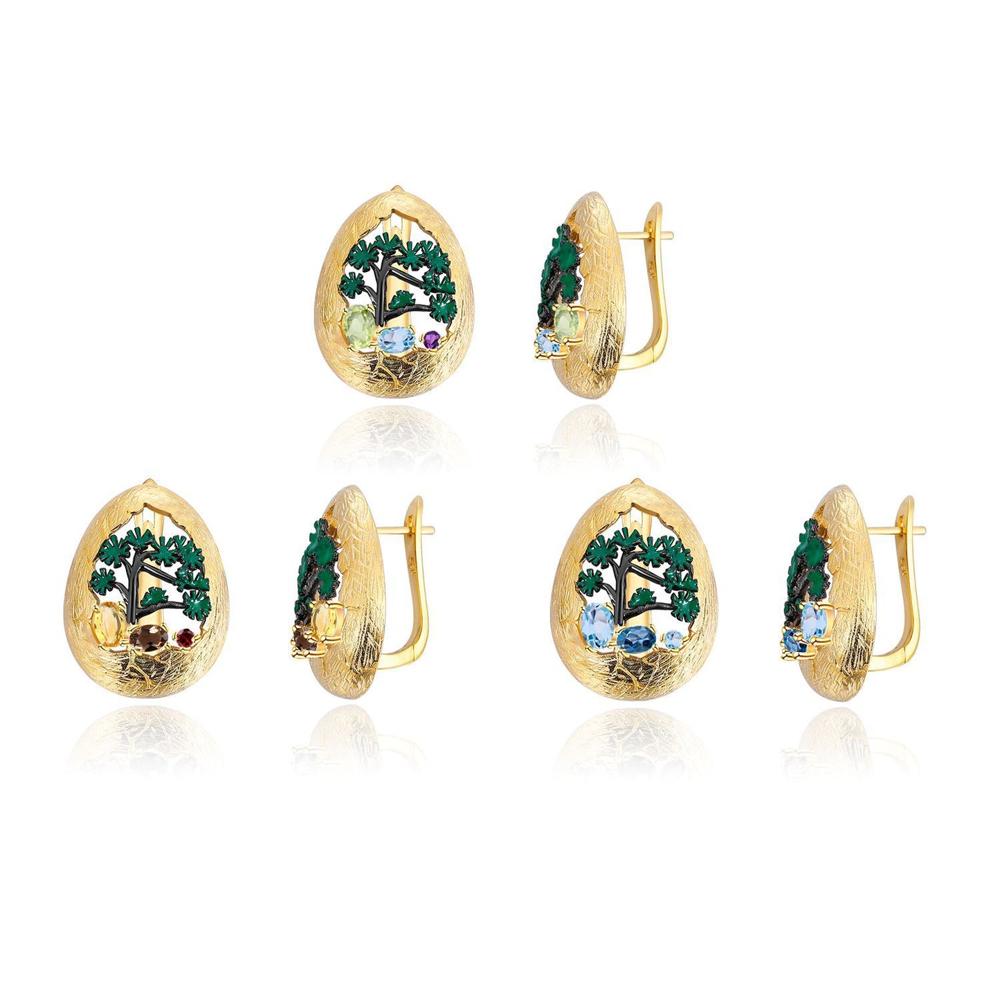 Natural Style Designer Gemstone Earrings Vintage High-end Feel s925Silver Natural Gemstone Earrings