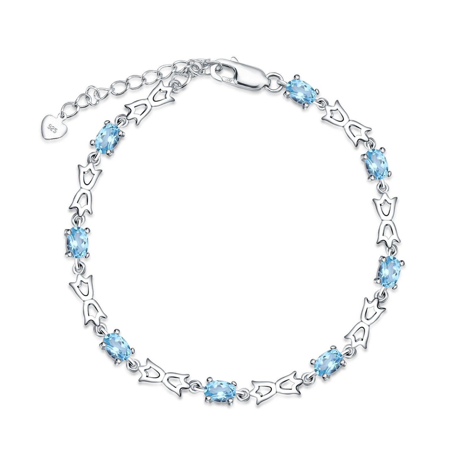 New arrival natural topaz bracelet for women Elegant Design Sense s925Silver Inlaid Natural Gemstone Bracelet