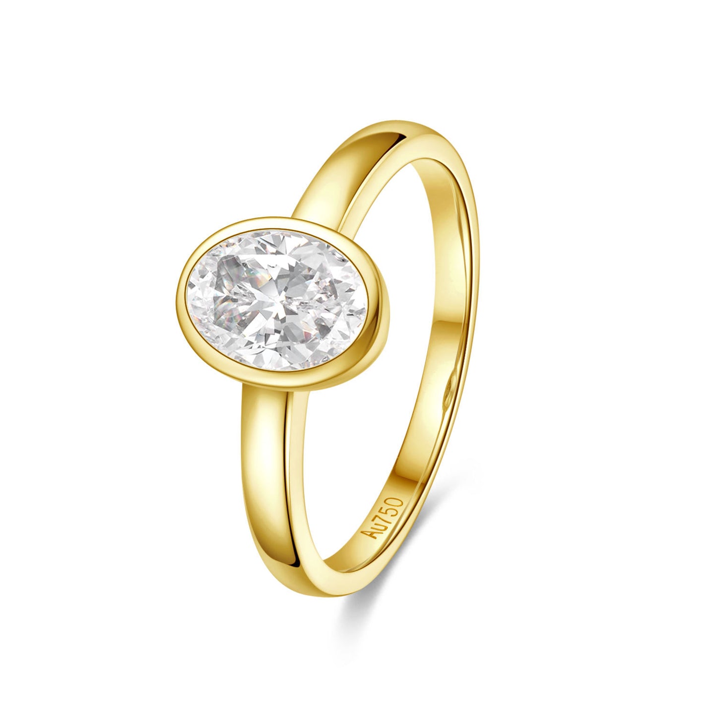 Baguette-set Solitaire Diamond9/10/14k Gold Inlaid Cultivated Diamond Ring0.9Small Carat Diamond18k Gold Ring Setting Simple Design
