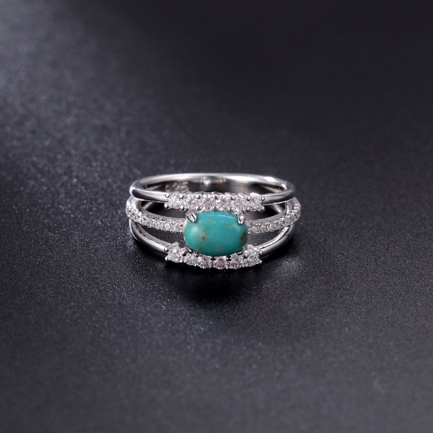 Niche Design Sleeping Beauty Turquoise Ring s925Sterling Silver Plated18k Gold Powder Topaz Ring