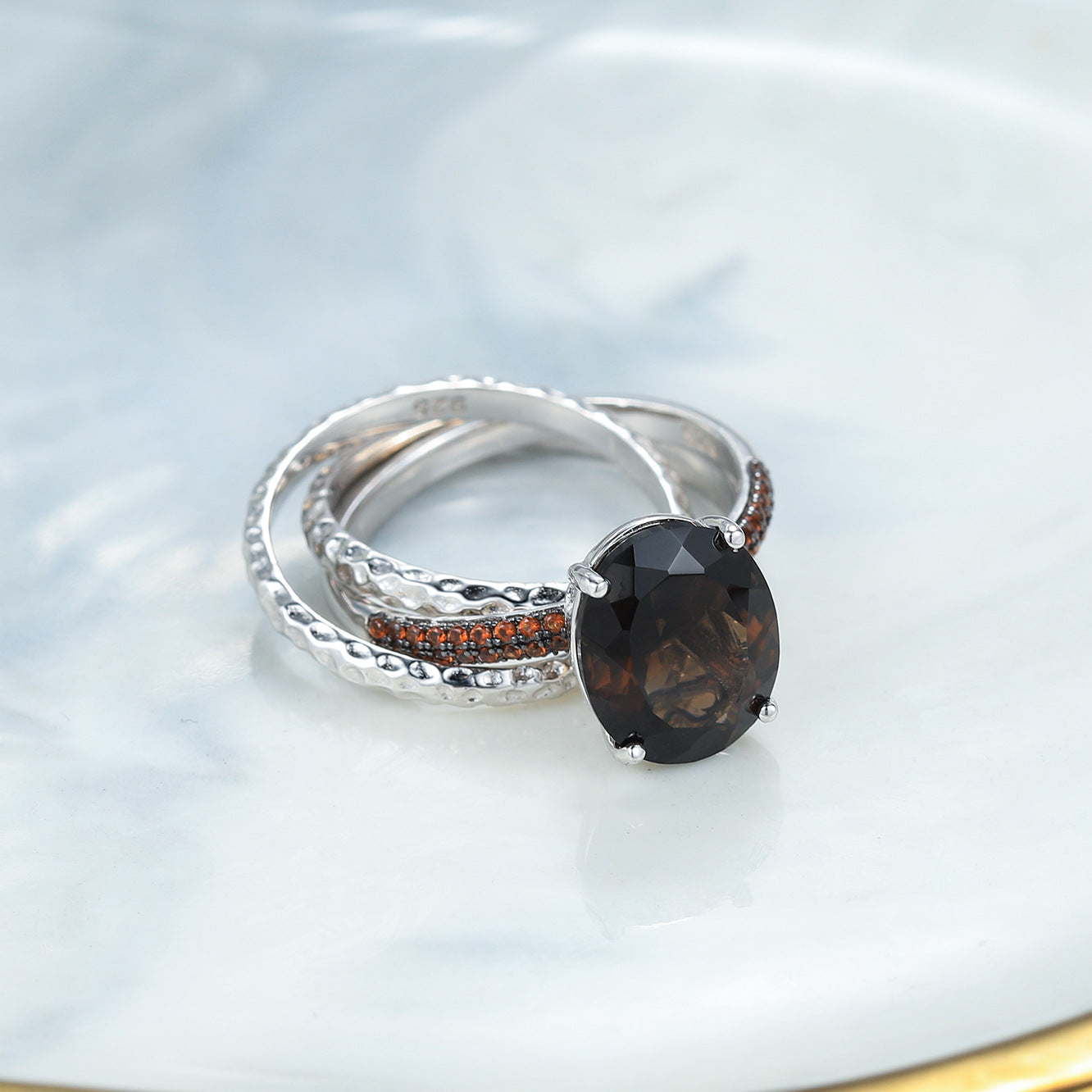 S925Sterling Silver Gemstone Ring Original Design High-end Feel Hand Jewelry Citrine Red Agate Freshwater Pearl Ring