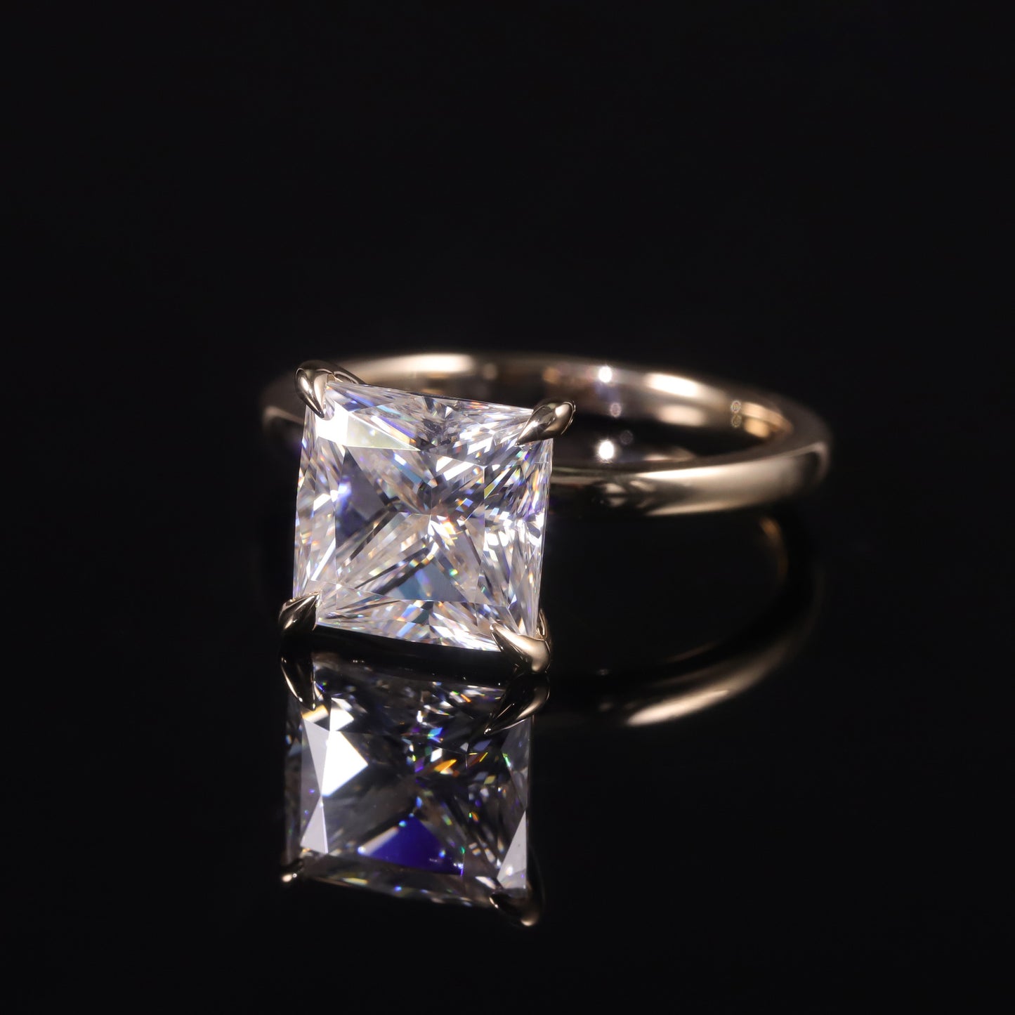 Brilliant Square3.5Carat Moissanite Wedding Ring Pure9/10/14/18k Gold Yellow Gold Ring New Style