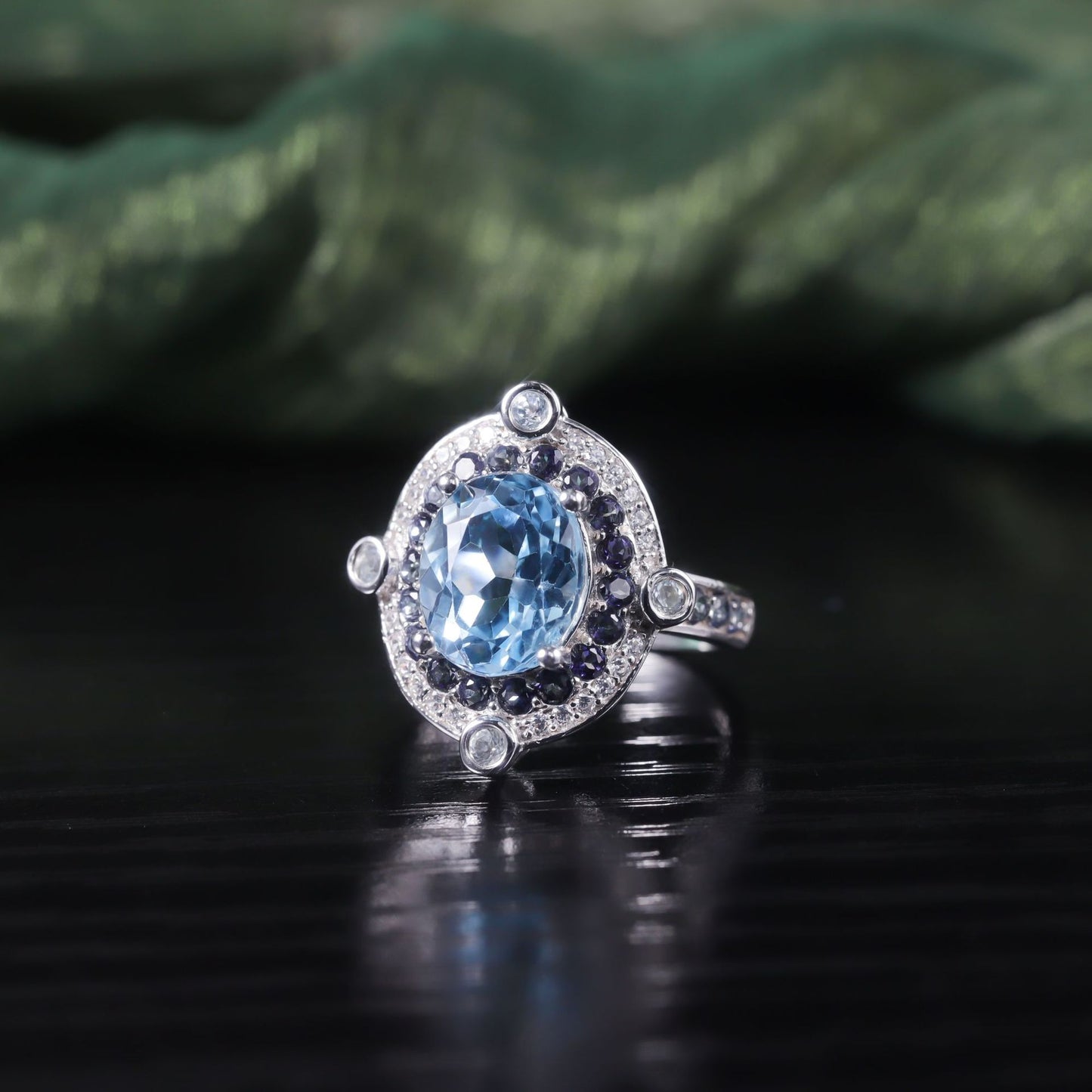 Unique Designer Rings s925Sterling Silver Inlaid Gemstone Ring Natural Topaz Multicolored Gemstone Ring New Model