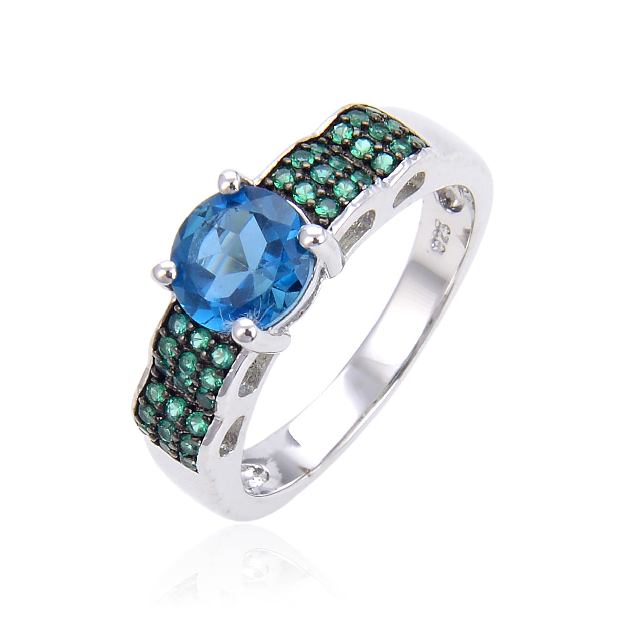 Popular Natural Crystal Ring s925Sterling Silver Sapphire Ring Colorful Gemstone Ring Niche
