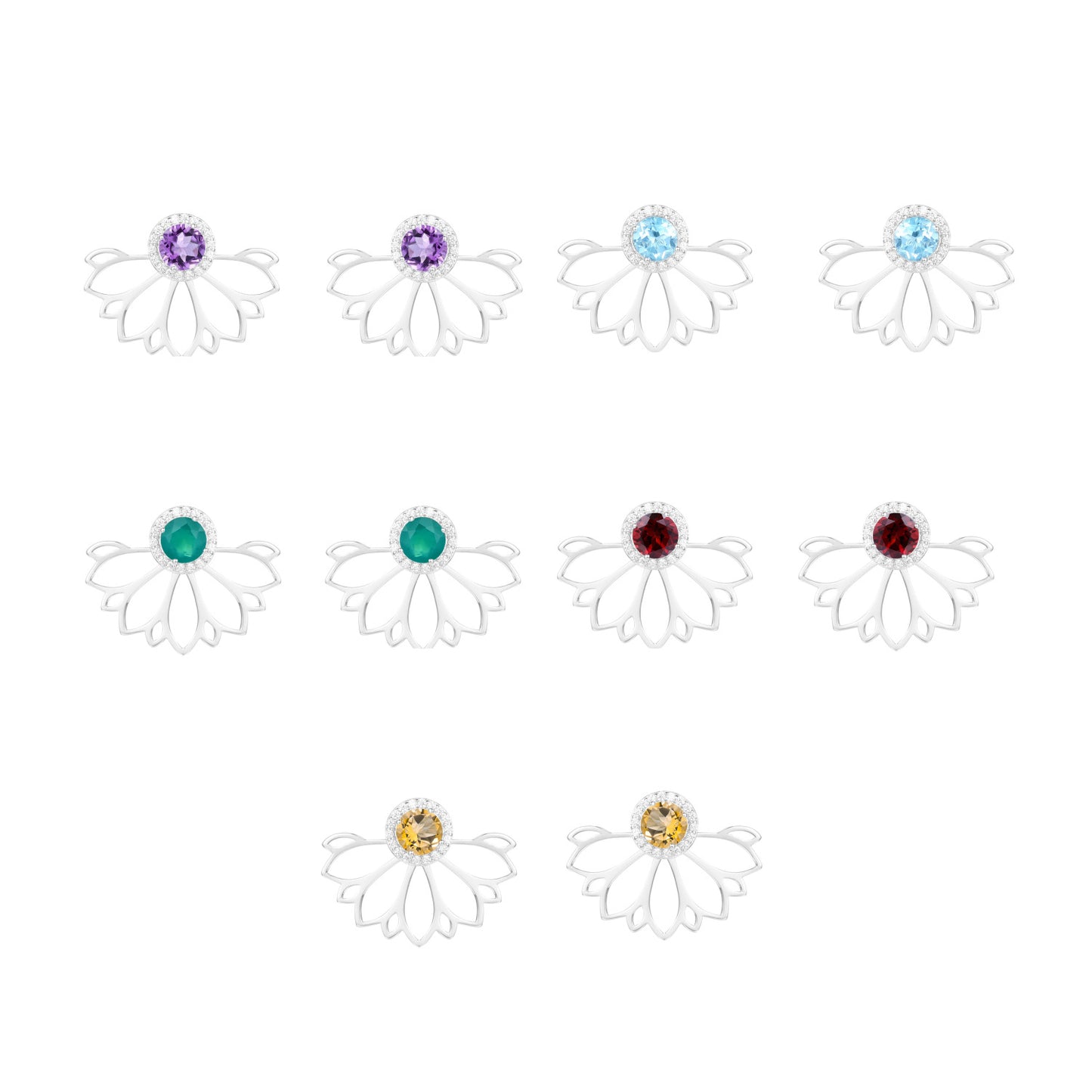 New Creative Design Natural Topaz Earrings French Romantic Style s925Silver Inlaid Natural Gemstone Earrings
