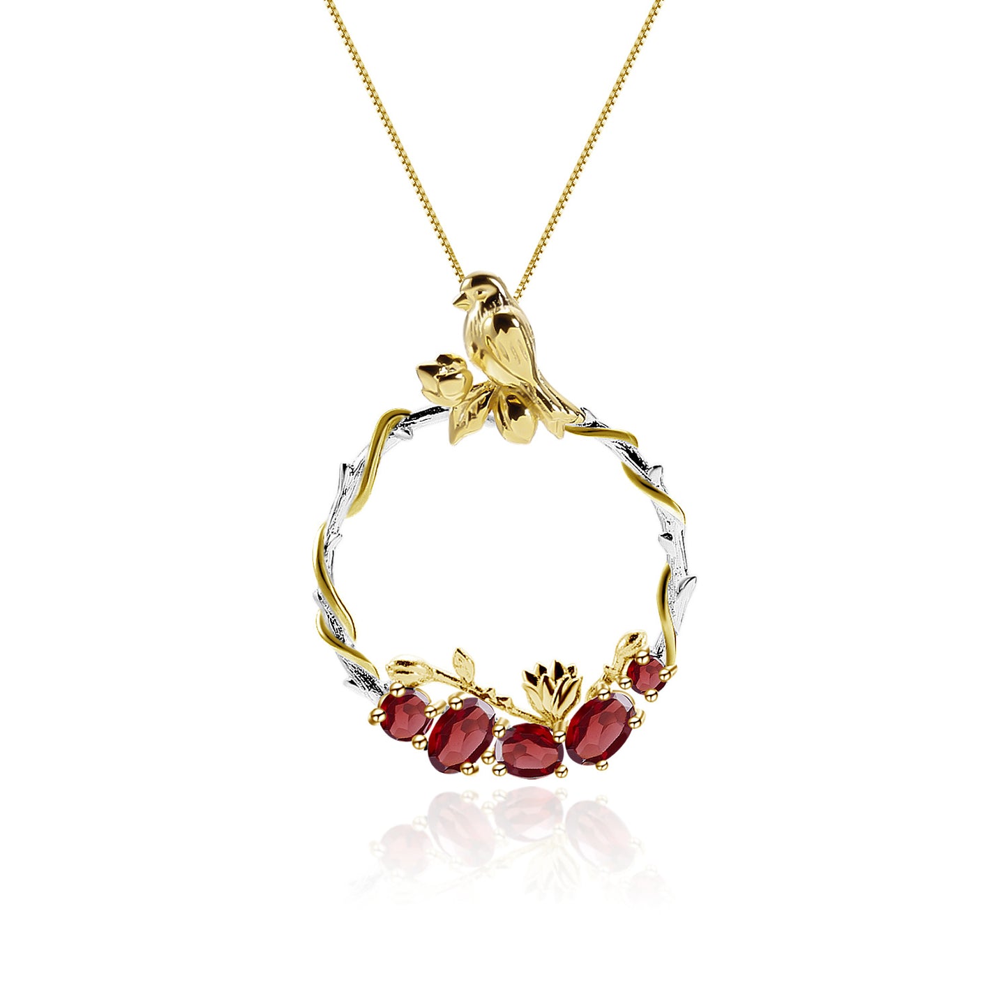 Secret Garden Designer High-End Natural Gemstone Pendant Chinese Style s925Silver Gemstone Necklace Pendant