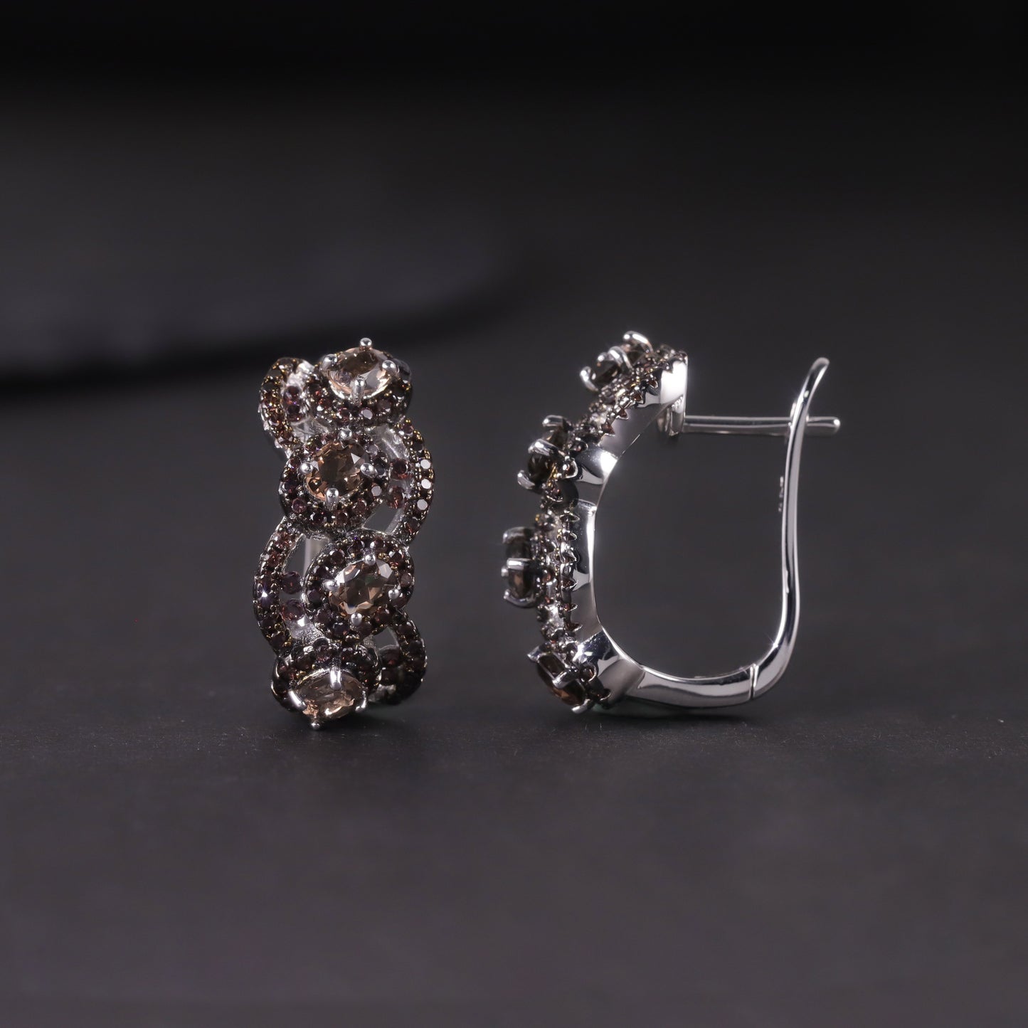 Vintage Dark Style Earrings Jewelry s925Sterling Silver Inlaid Natural Colorful Gemstone Crystal Topaz Earrings