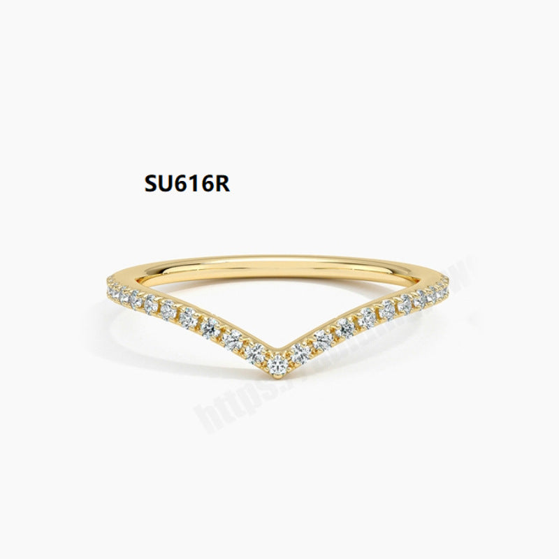 Lightweight Small Ring s925Sterling Silver Moissanite Ring VX Minimalist Layered Ring2024Popular ring