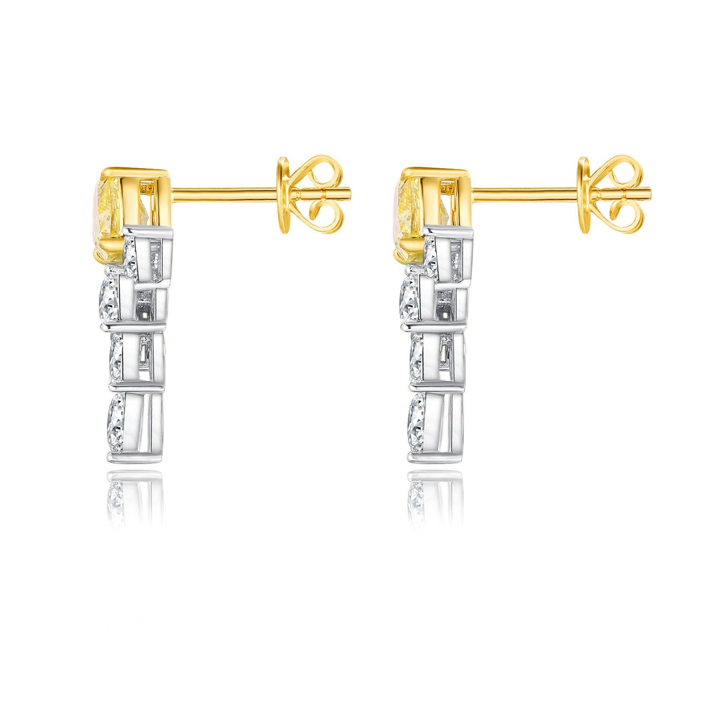 High-end Two-tone Cultivated Diamond Stud Earrings14k Gold Inlaid Real Diamond Earrings Lab-Grown Yellow Diamond Earrings