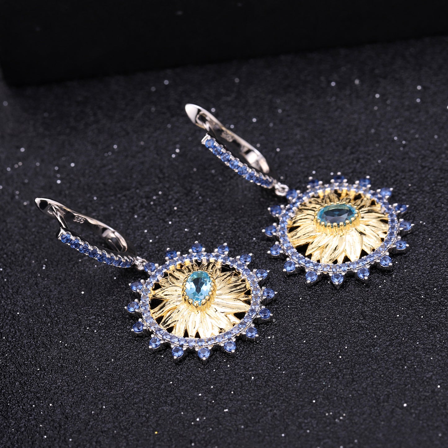 Italian Craft Designer Jewelry Earrings High-end Natural Style s925Sterling Silver Natural Topaz Earrings