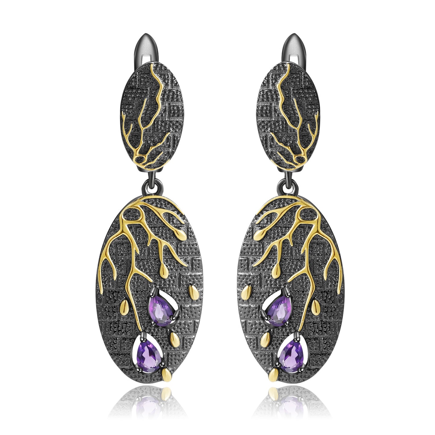 Colorful Designer Earrings Georgia High-end Feel s925Sterling Silver Natural Amethyst Stud Earrings