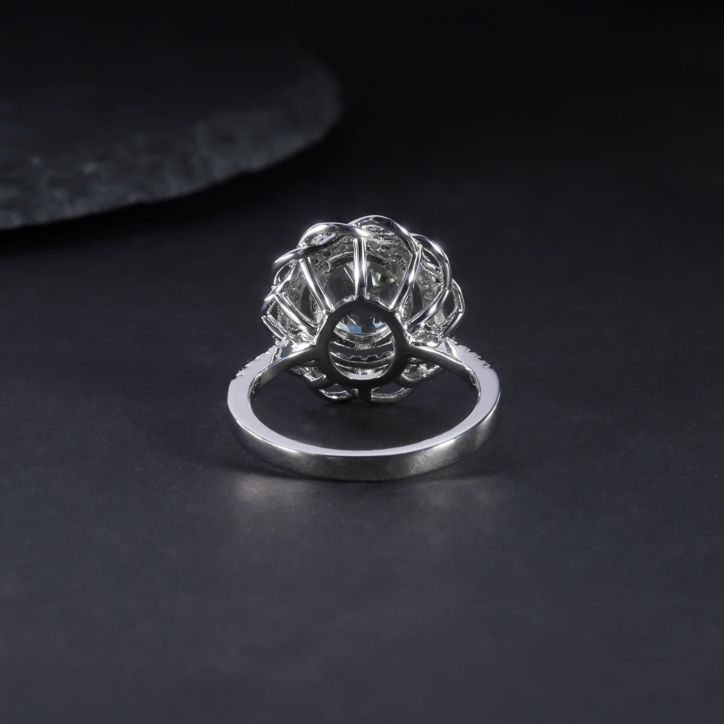 s925Sterling Silver Natural Green Amethyst Ring Design Sense Fashionable Elegant Luxurious Cluster Inlaid Natural Gemstone Ring