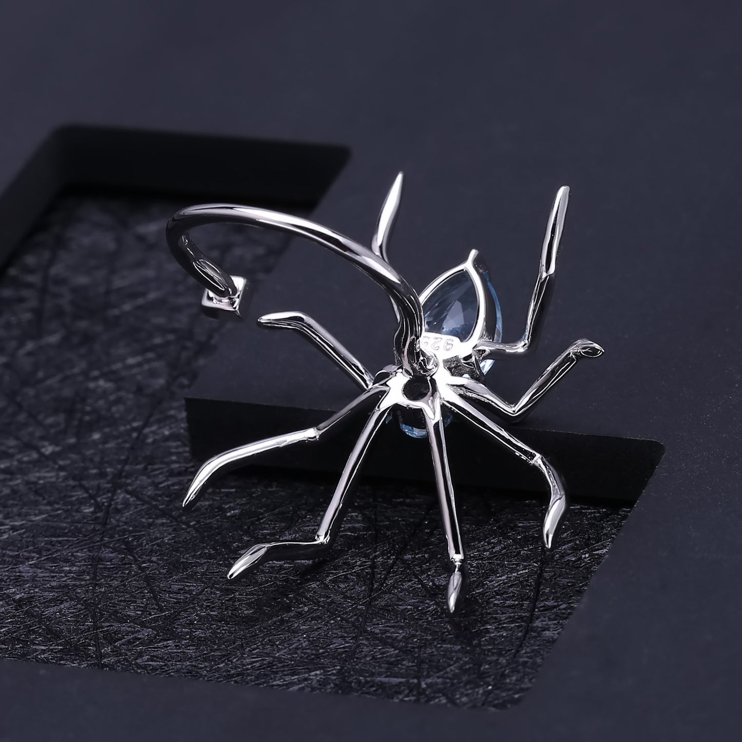 Insect Series Designer Natural Gemstone Ring Spider Design Precision Craftsmanship925Silver Natural Topaz Ring