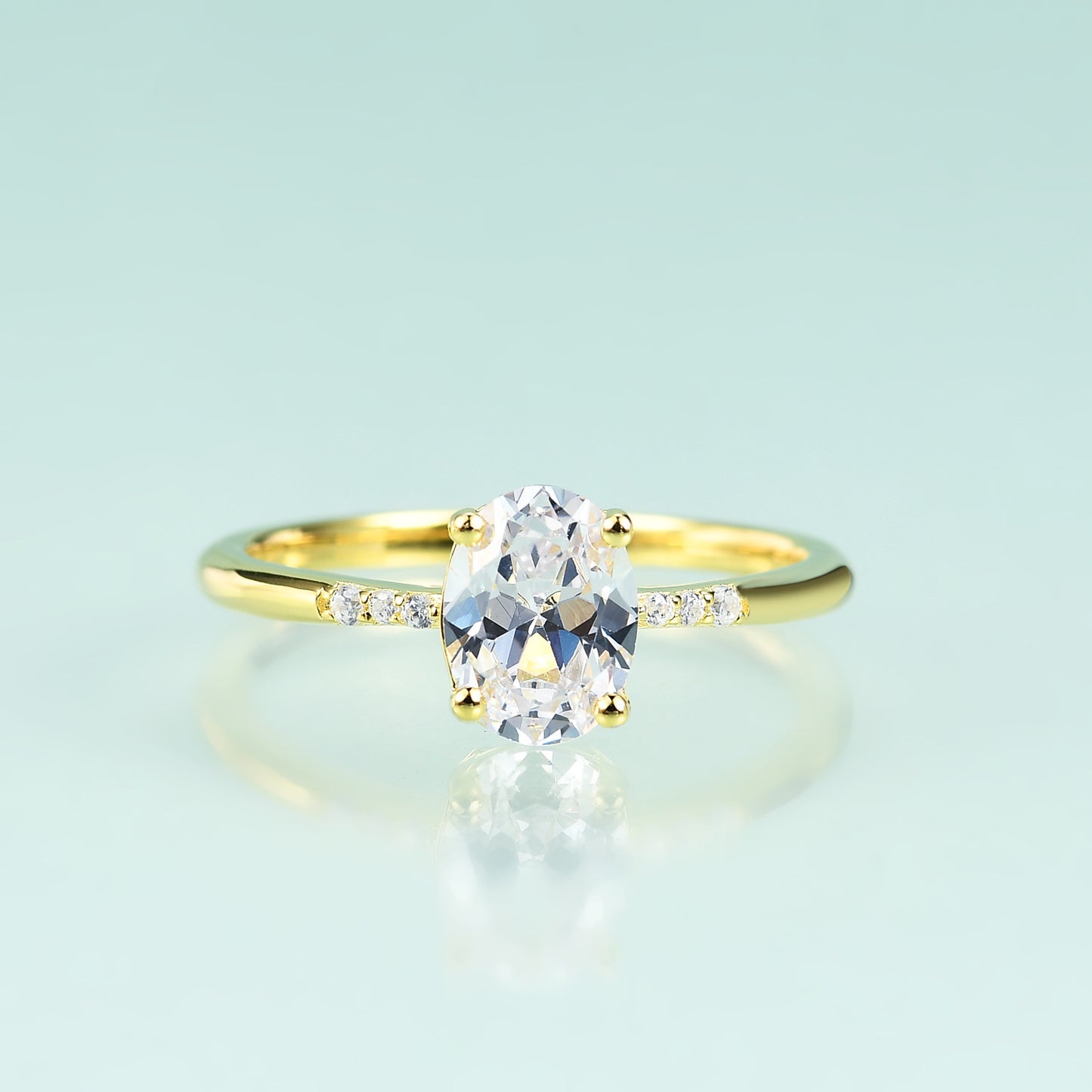 Affordable luxury fashion S925Sterling Silver Inlaid Natural Moonstone Ring Elegant and Simple Gemstone Rose Gold Ring