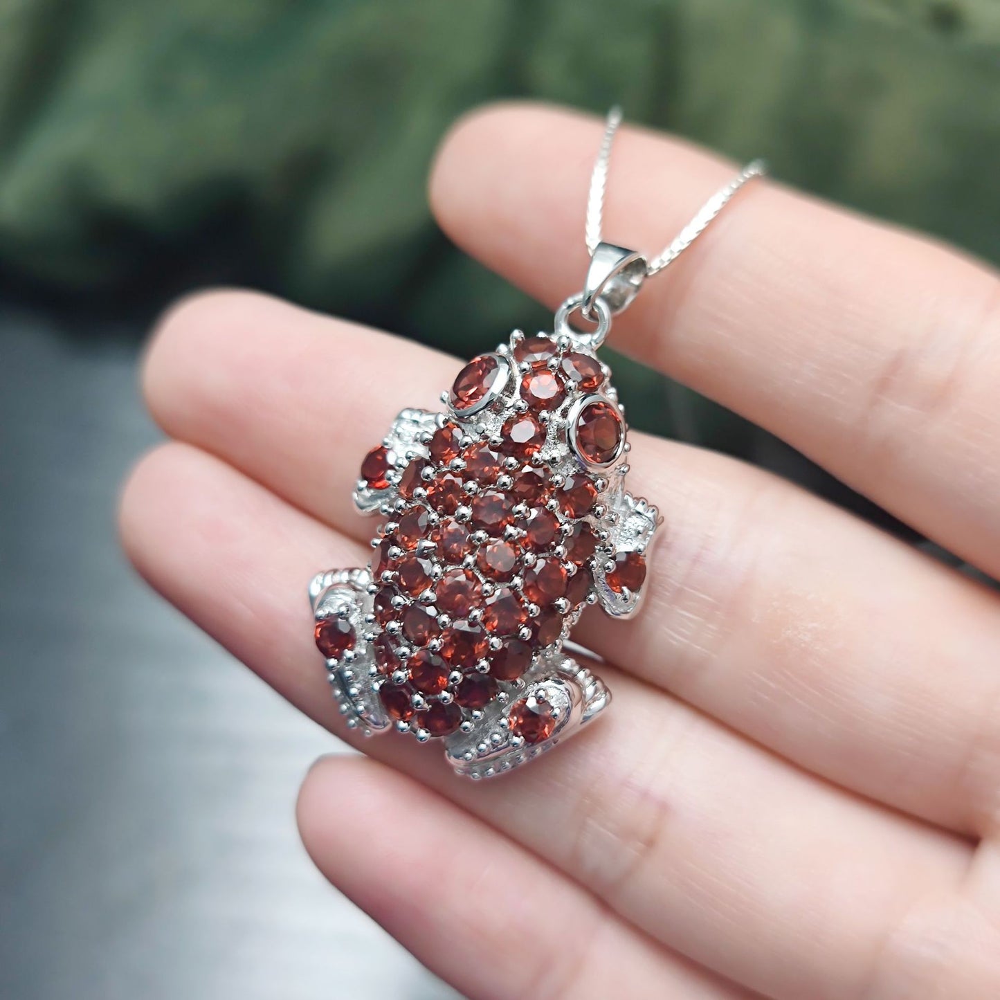 Natural Wind Animal Element Frog Pendant s925Sterling Silver Inlaid Natural Garnet Topaz Necklace Pendant