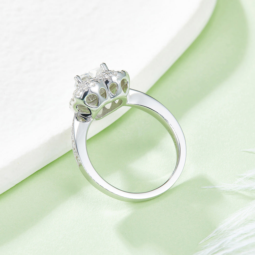 Luxurious Heart-Shaped Ring Full Body9/10/14/18k Platinum Rose Gold Yellow Gold1Carat Moissanite Ring